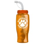 27 Oz. Poly Pure Transparent Sports Bottle w/Straw Lid - Orange 27 Oz. Poly Pure Transparent Sports Bottle w/Straw Lid - Orange