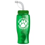 27 Oz. Poly Pure Transparent Sports Bottle w/Straw Lid - Green 27 Oz. Poly Pure Transparent Sports Bottle w/Straw Lid - Green