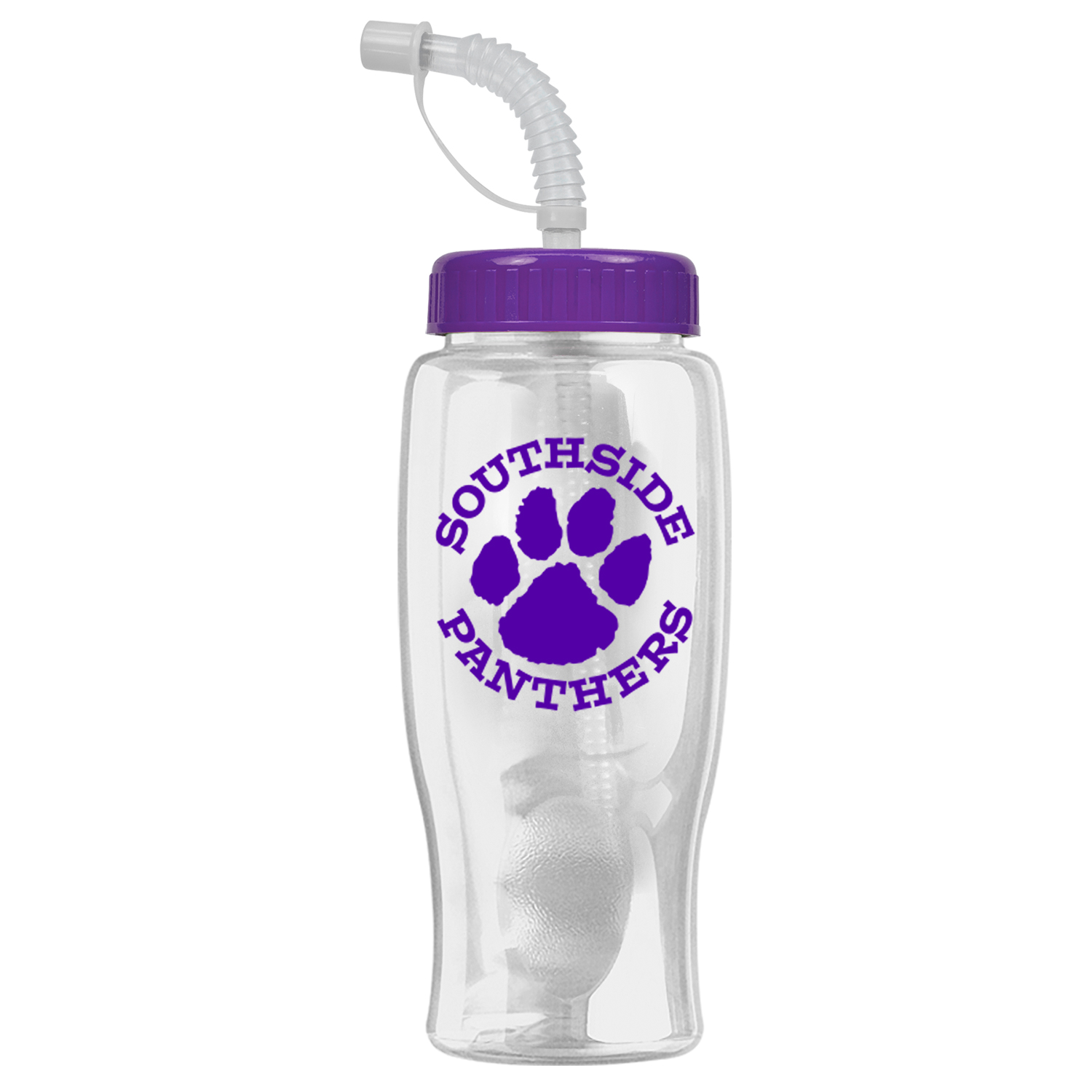 27 Oz. Poly Pure Transparent Sports Bottle w/Straw Lid 1
