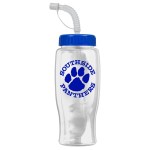 27 Oz. Poly Pure Transparent Sports Bottle w/Straw Lid - Clear/Blue 27 Oz. Poly Pure Transparent Sports Bottle w/Straw Lid - Clear/Blue