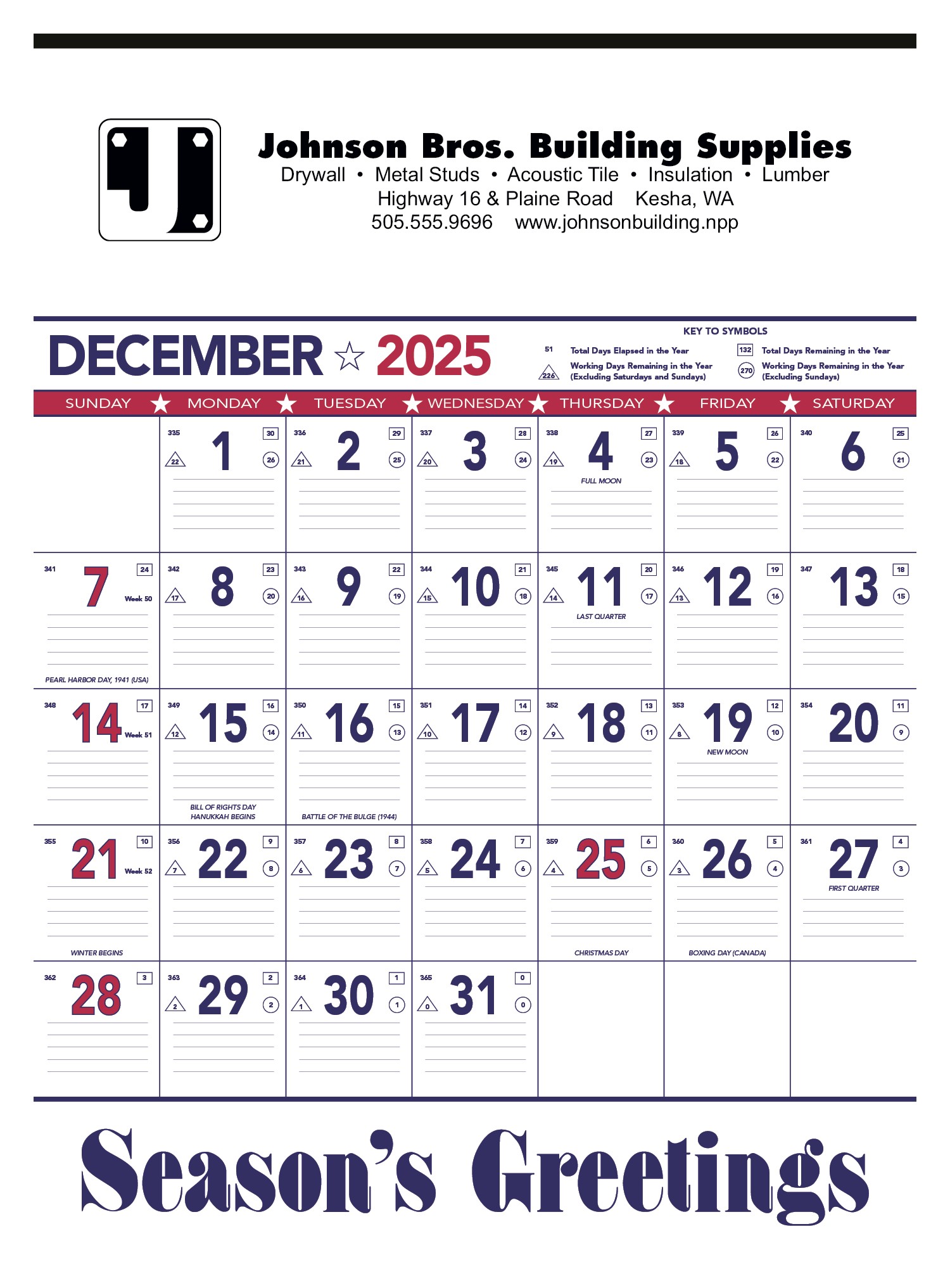 Triumph® Calendars Patriotic Contractor Memo Calendar 2