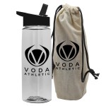 Garyline® Flair Tritan® Bottle with Flip-Straw Lid in a Cotton Bag - 26 oz. 2 Garyline® Flair Tritan® Bottle with Flip-Straw Lid in a Cotton Bag - 26 oz. 2