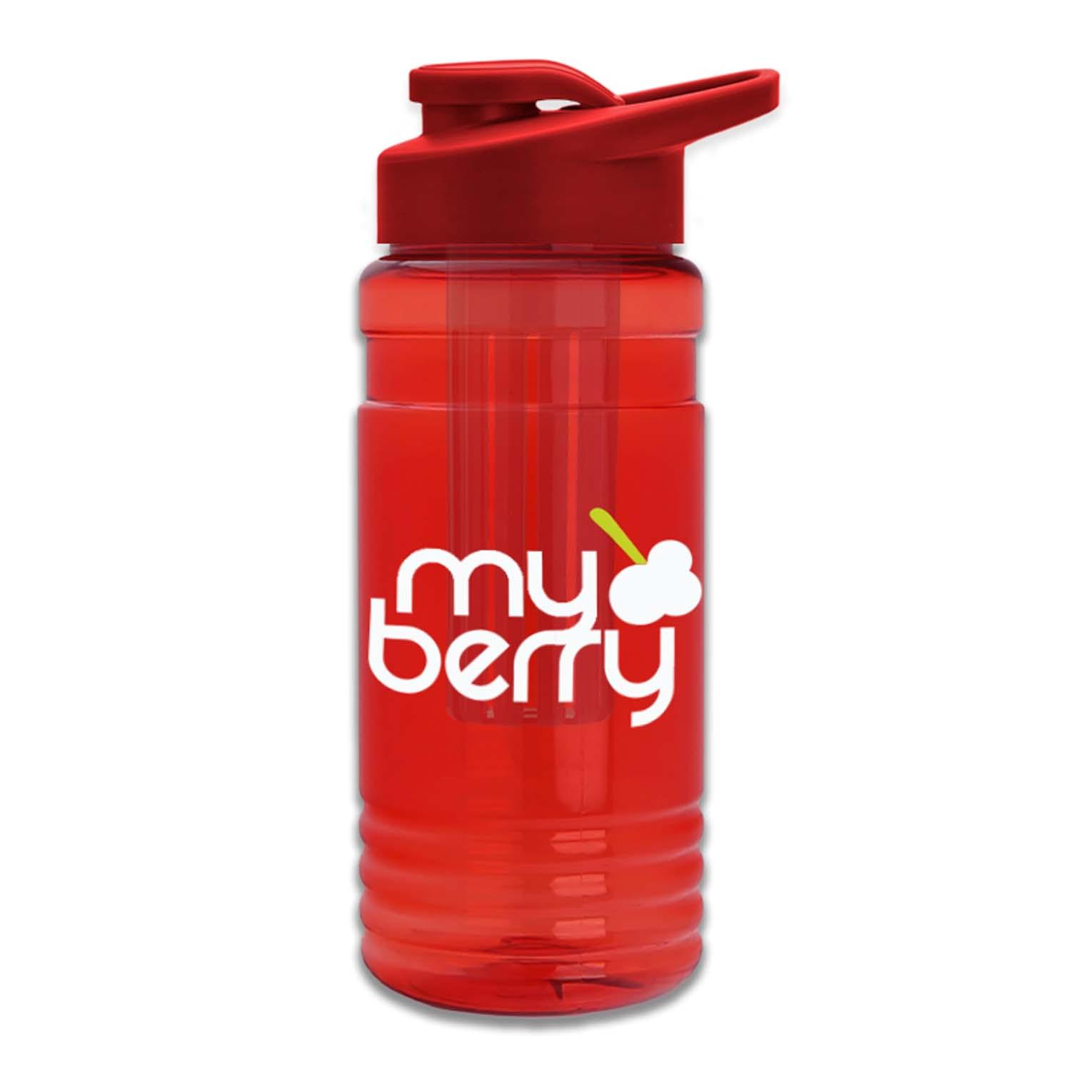 20 Oz. Transparent Sports Bottle w/Drink Thru Lid & Infuser 1