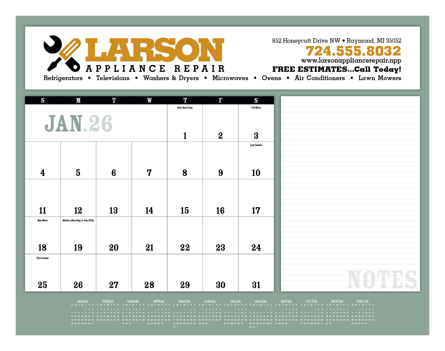 Triumph® Calendars Notes Desk Pad 2