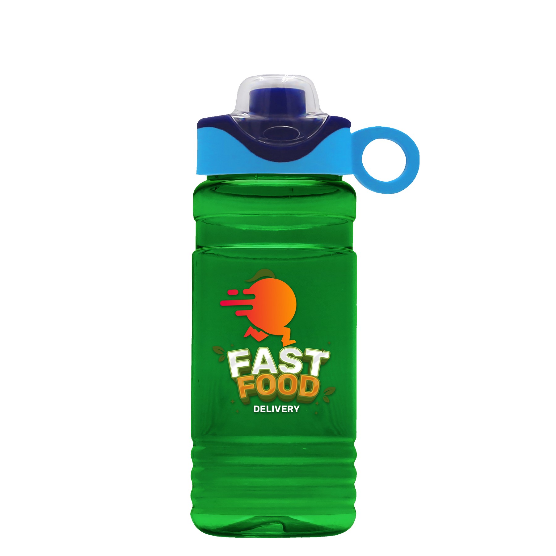 Garyline® RPET Bottle with Two-Tone Drink-Thru Lid with Silicone Loop - 20 oz. 2
