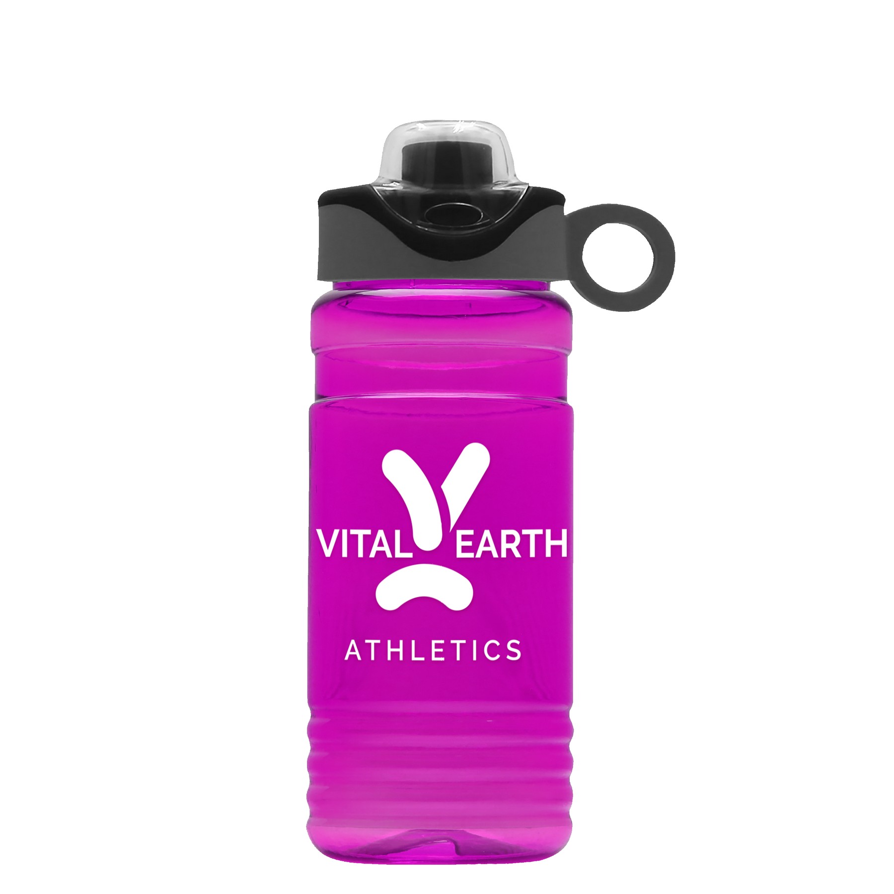 Garyline® RPET Bottle with Two-Tone Drink-Thru Lid with Silicone Loop - 20 oz. 2