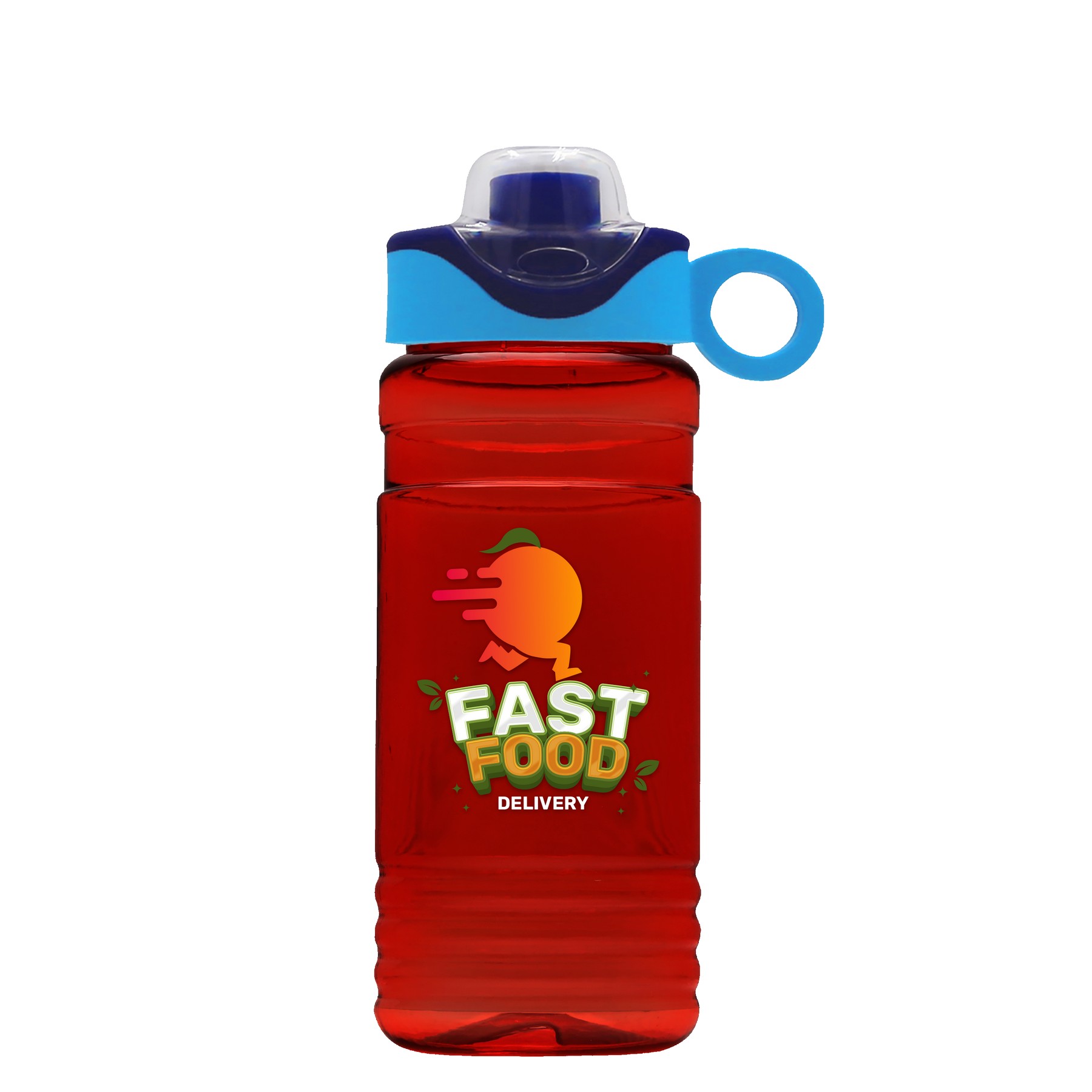Garyline® RPET Bottle with Two-Tone Drink-Thru Lid with Silicone Loop - 20 oz. 2