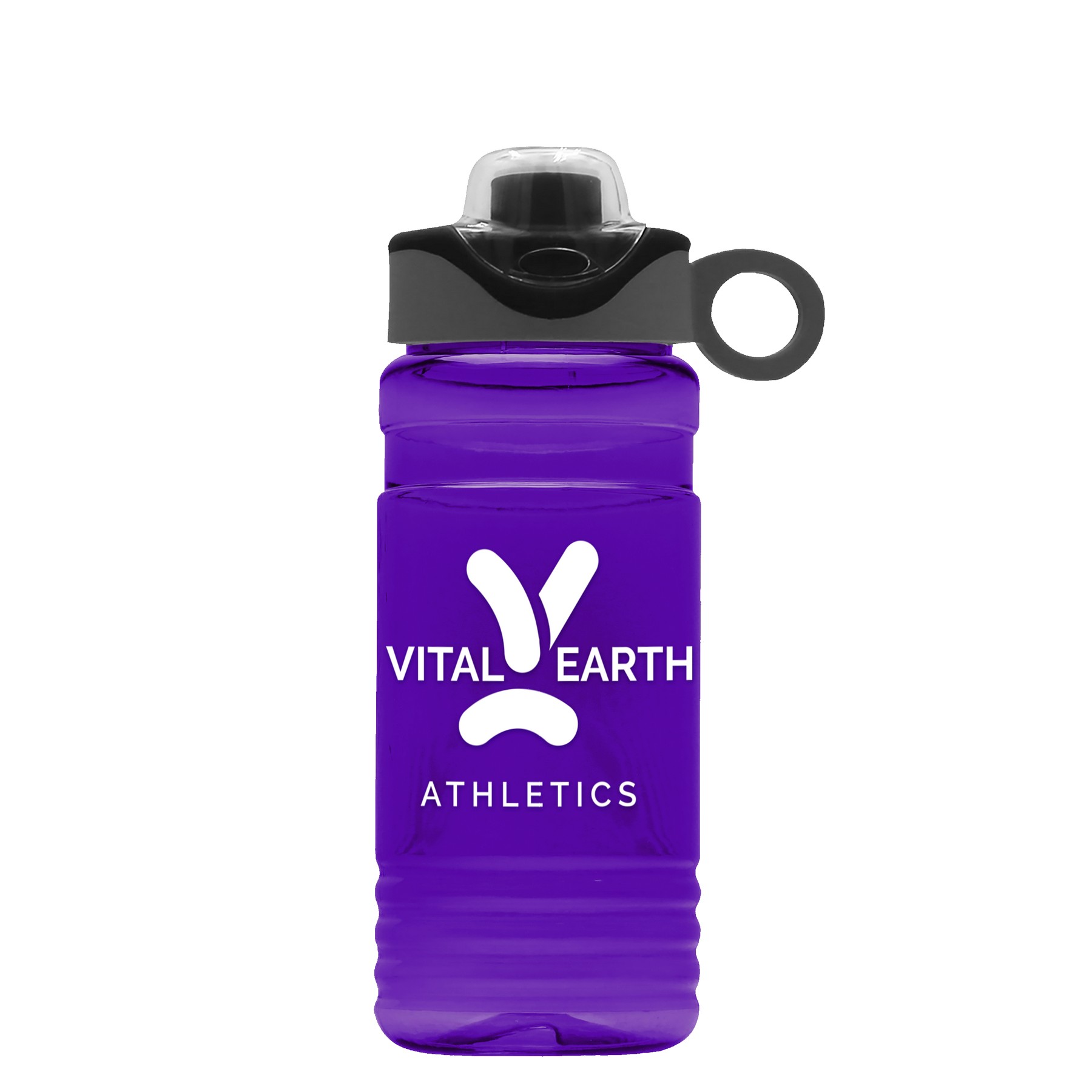 Garyline® RPET Bottle with Two-Tone Drink-Thru Lid with Silicone Loop - 20 oz. 2