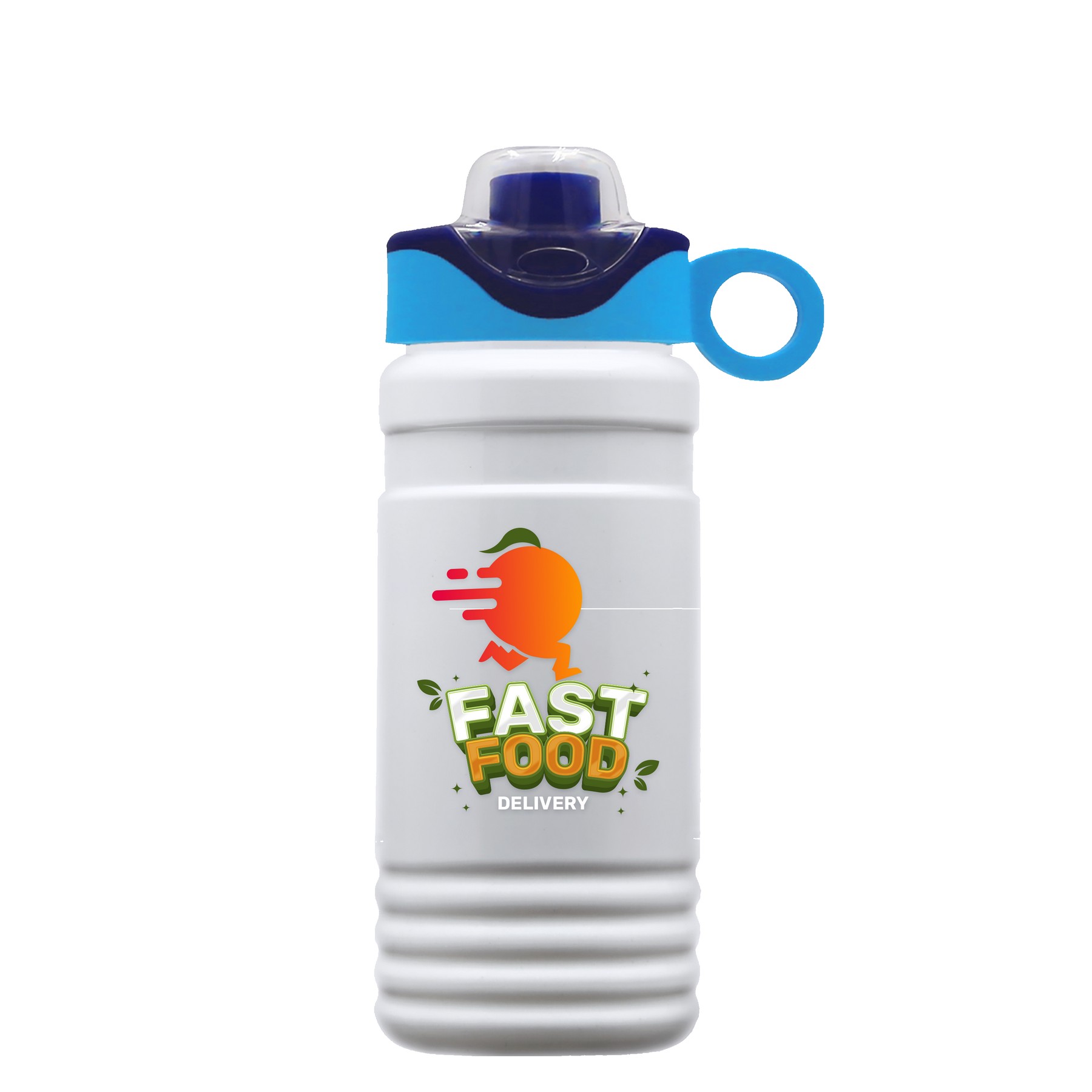 Garyline® RPET Bottle with Two-Tone Drink-Thru Lid with Silicone Loop - 20 oz. 2