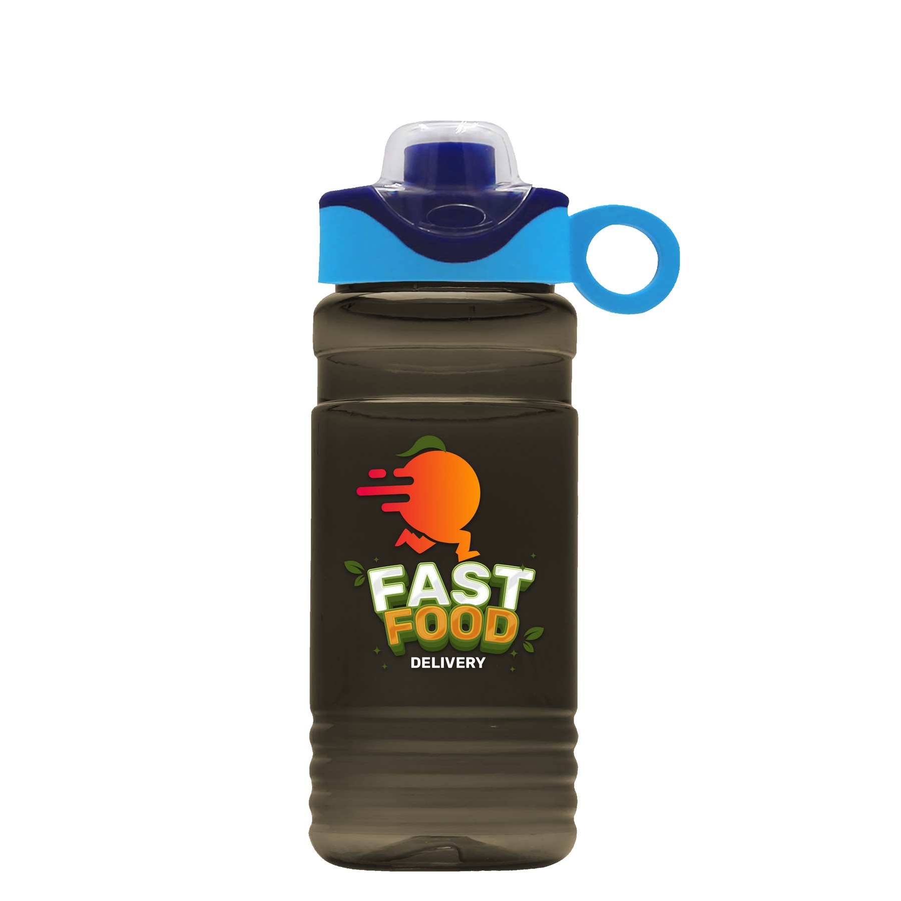 Garyline® RPET Bottle with Two-Tone Drink-Thru Lid with Silicone Loop - 20 oz. 2