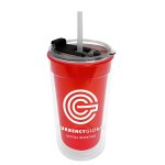 Sentinel - 14 oz. Transparent Tumbler With 2-in-1 Flip and Straw hole lid (Straw included) - Transparent Red Sentinel - 14 oz. Transparent Tumbler With 2-in-1 Flip and Straw hole lid (Straw included) - Transparent Red