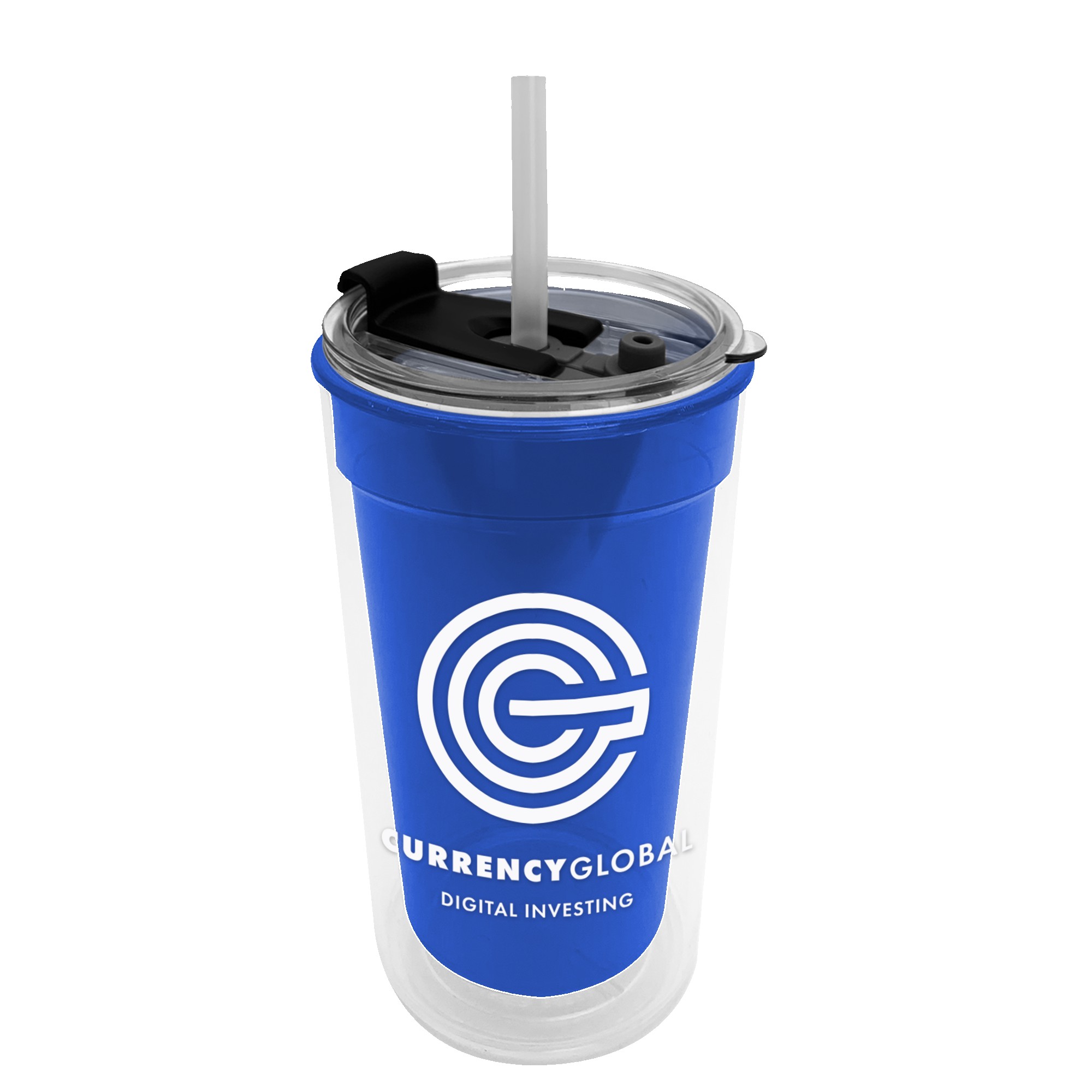 Sentinel - 14 oz. Transparent Tumbler With 2-in-1 Flip and Straw hole lid (Straw included) 1
