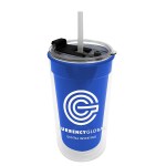 Sentinel - 14 oz. Transparent Tumbler With 2-in-1 Flip and Straw hole lid (Straw included) - Transparent Blue Sentinel - 14 oz. Transparent Tumbler With 2-in-1 Flip and Straw hole lid (Straw included) - Transparent Blue