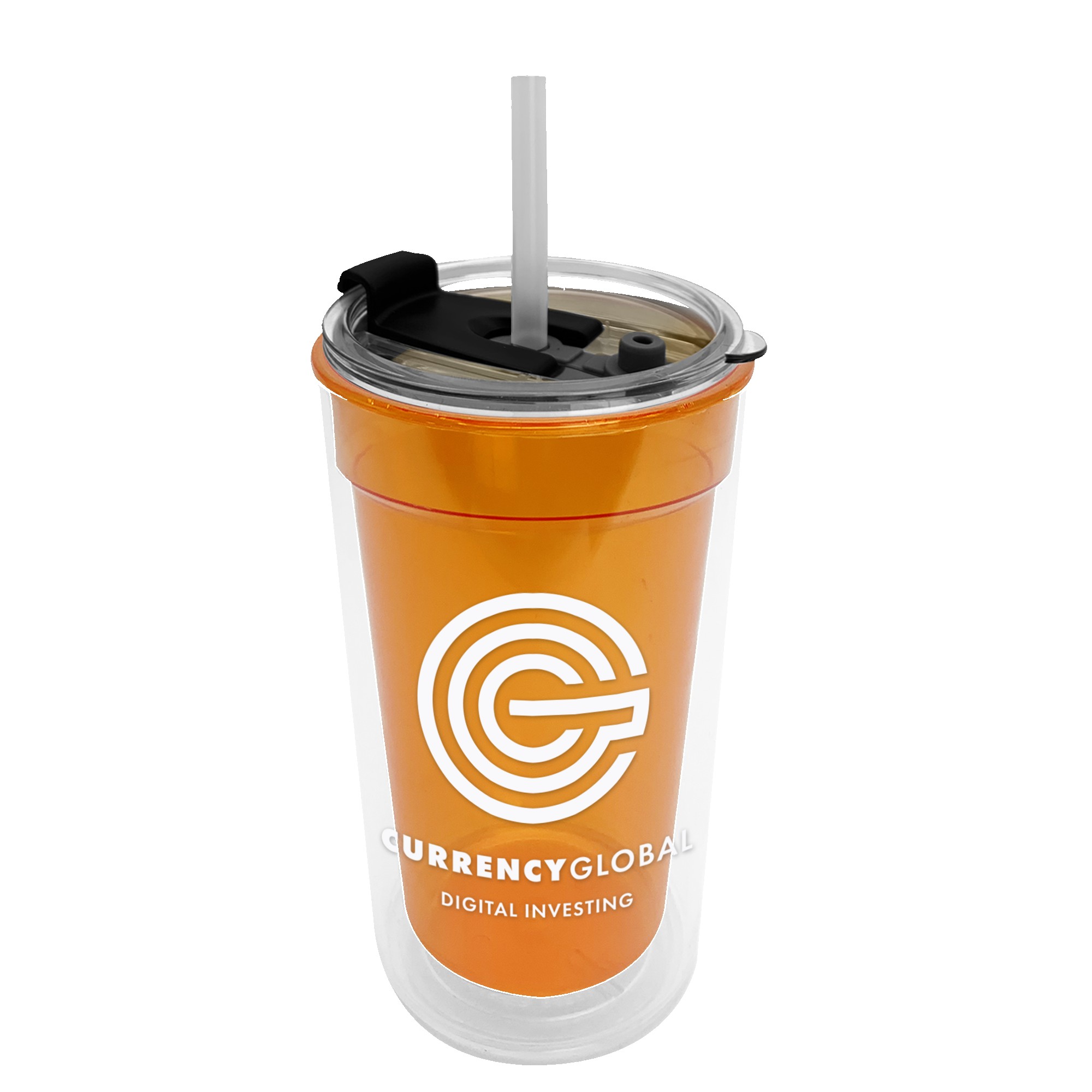 Sentinel - 14 oz. Transparent Tumbler With 2-in-1 Flip and Straw hole lid (Straw included) 1
