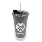 Sentinel - 14 oz. Transparent Tumbler With 2-in-1 Flip and Straw hole lid (Straw included) - Transparent Smoke Gray Sentinel - 14 oz. Transparent Tumbler With 2-in-1 Flip and Straw hole lid (Straw included) - Transparent Smoke Gray