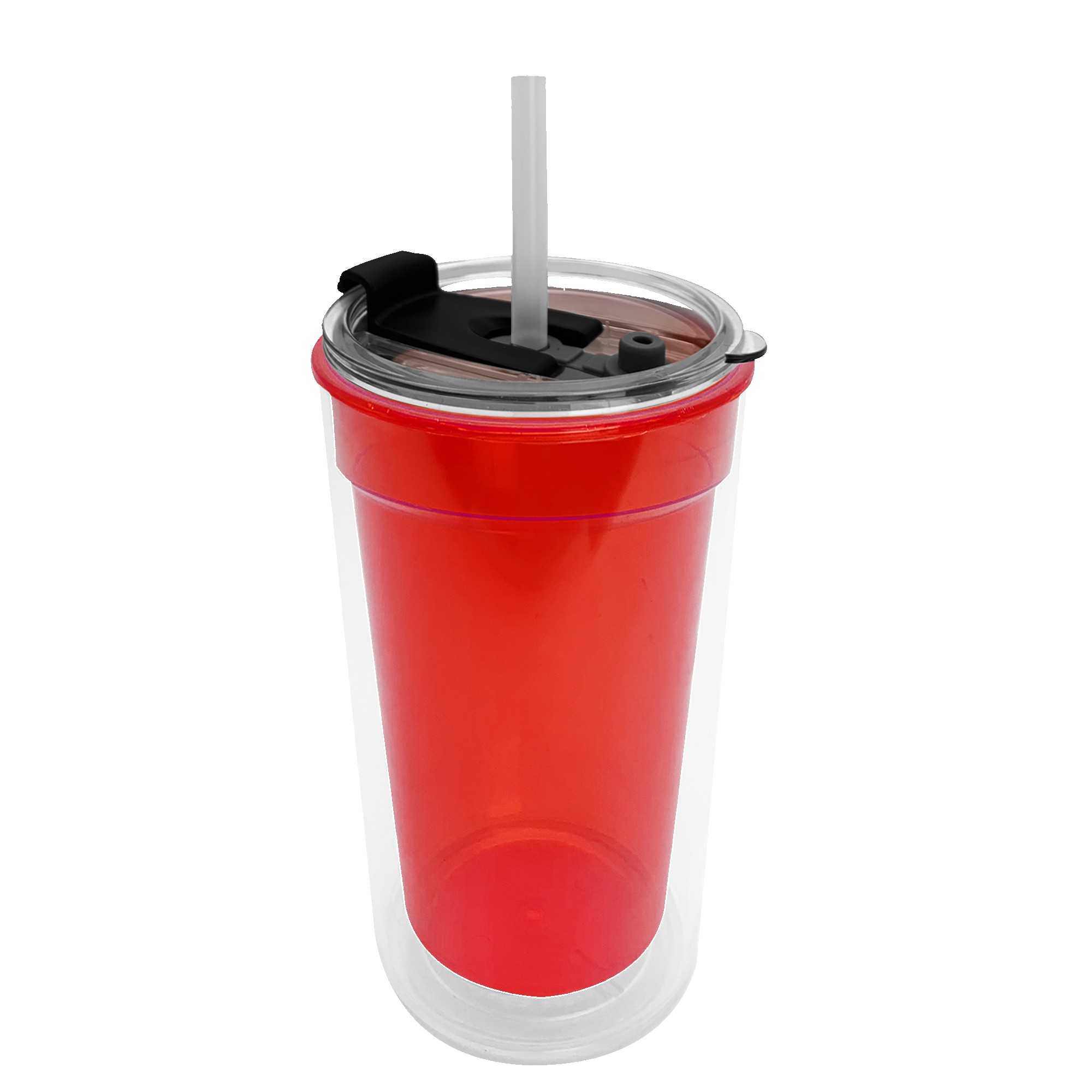 Sentinel - 14 oz. Transparent Tumbler With 2-in-1 Flip and Straw hole lid (Straw included) 1