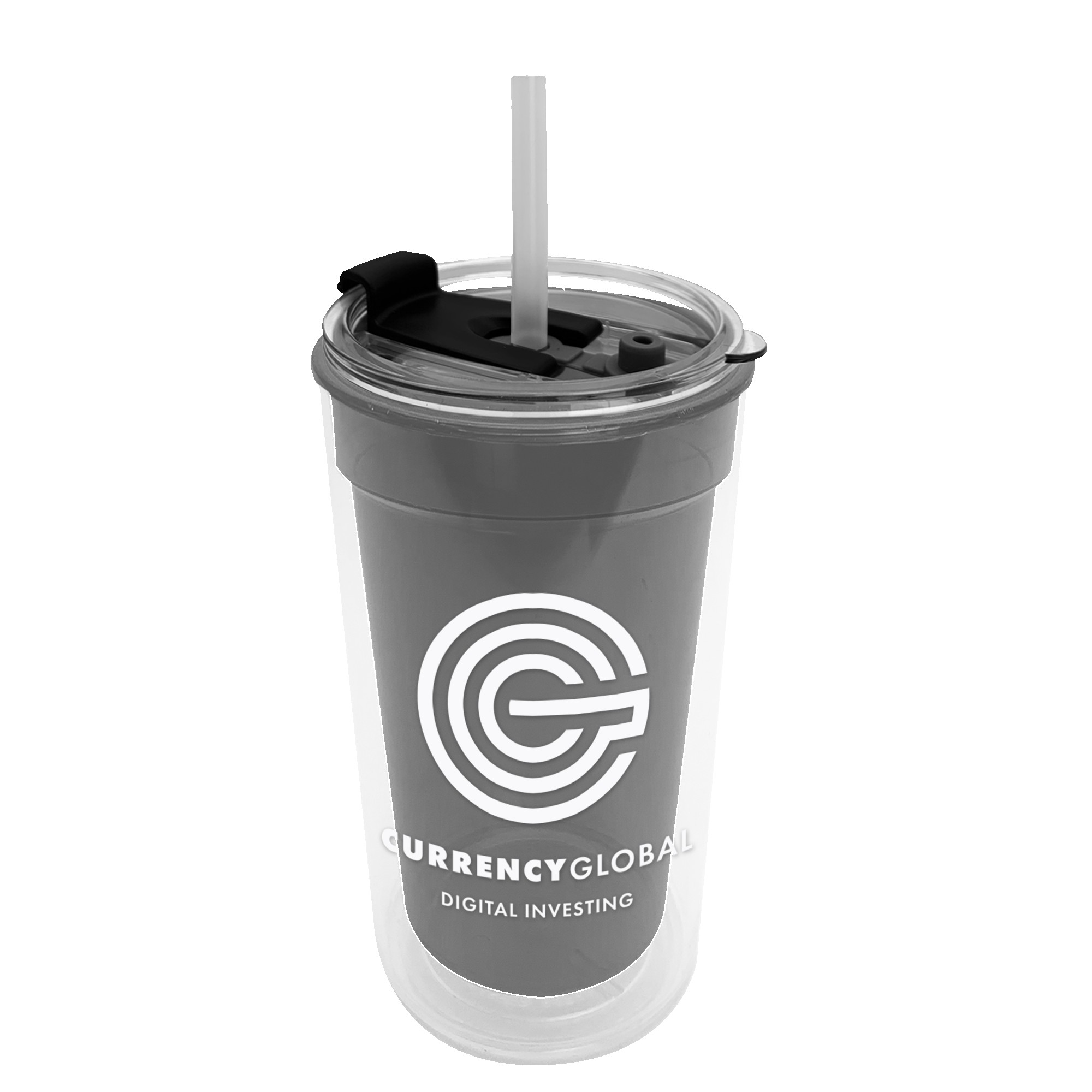 Sentinel - 14 oz. Transparent Tumbler With 2-in-1 Flip and Straw hole lid (Straw included) 1