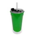 Sentinel - 14 oz. Transparent Tumbler With 2-in-1 Flip and Straw hole lid (Straw included) - Transparent Green Sentinel - 14 oz. Transparent Tumbler With 2-in-1 Flip and Straw hole lid (Straw included) - Transparent Green