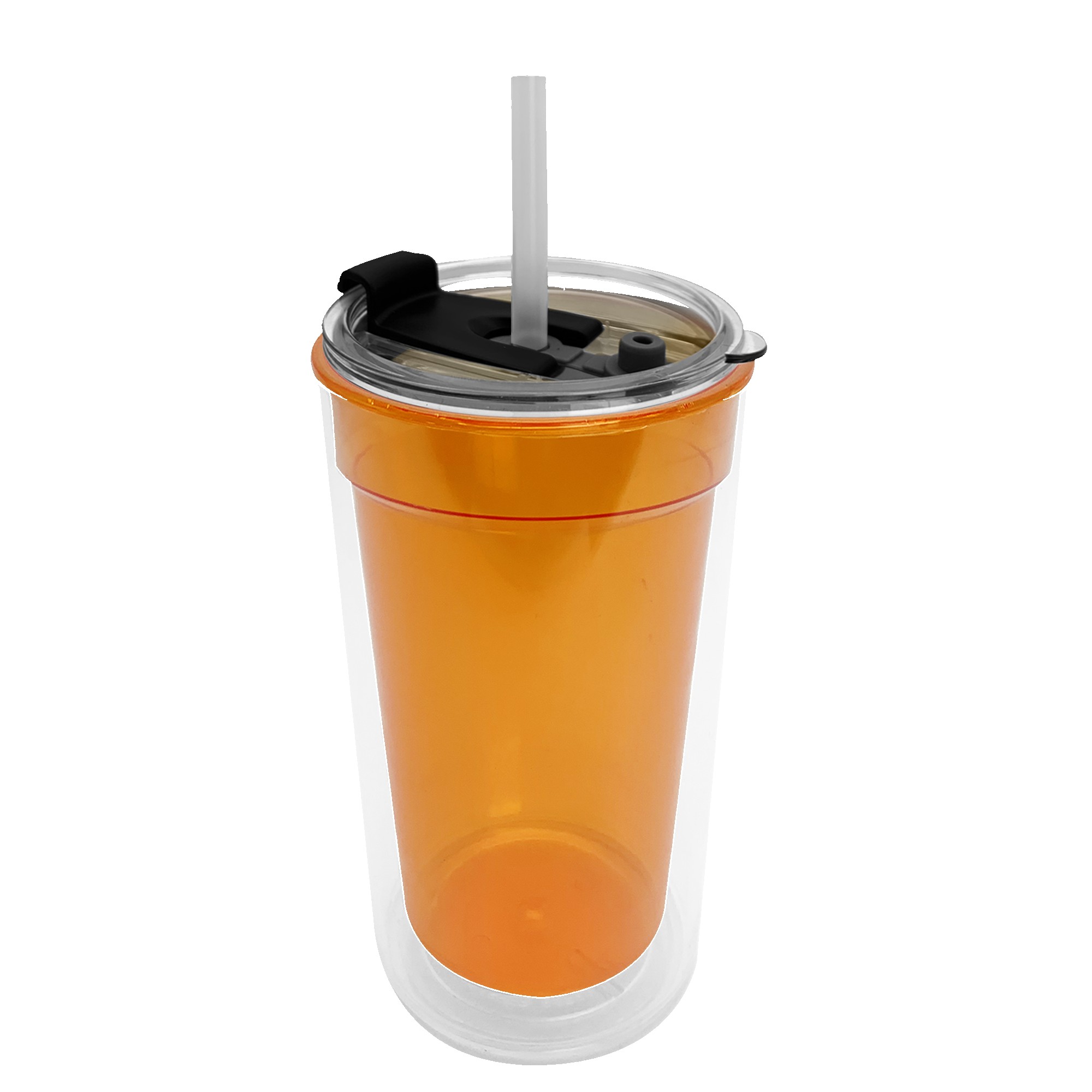 Sentinel - 14 oz. Transparent Tumbler With 2-in-1 Flip and Straw hole lid (Straw included) 1