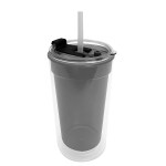Sentinel - 14 oz. Transparent Tumbler With 2-in-1 Flip and Straw hole lid (Straw included) - Transparent Smoke Gray Sentinel - 14 oz. Transparent Tumbler With 2-in-1 Flip and Straw hole lid (Straw included) - Transparent Smoke Gray