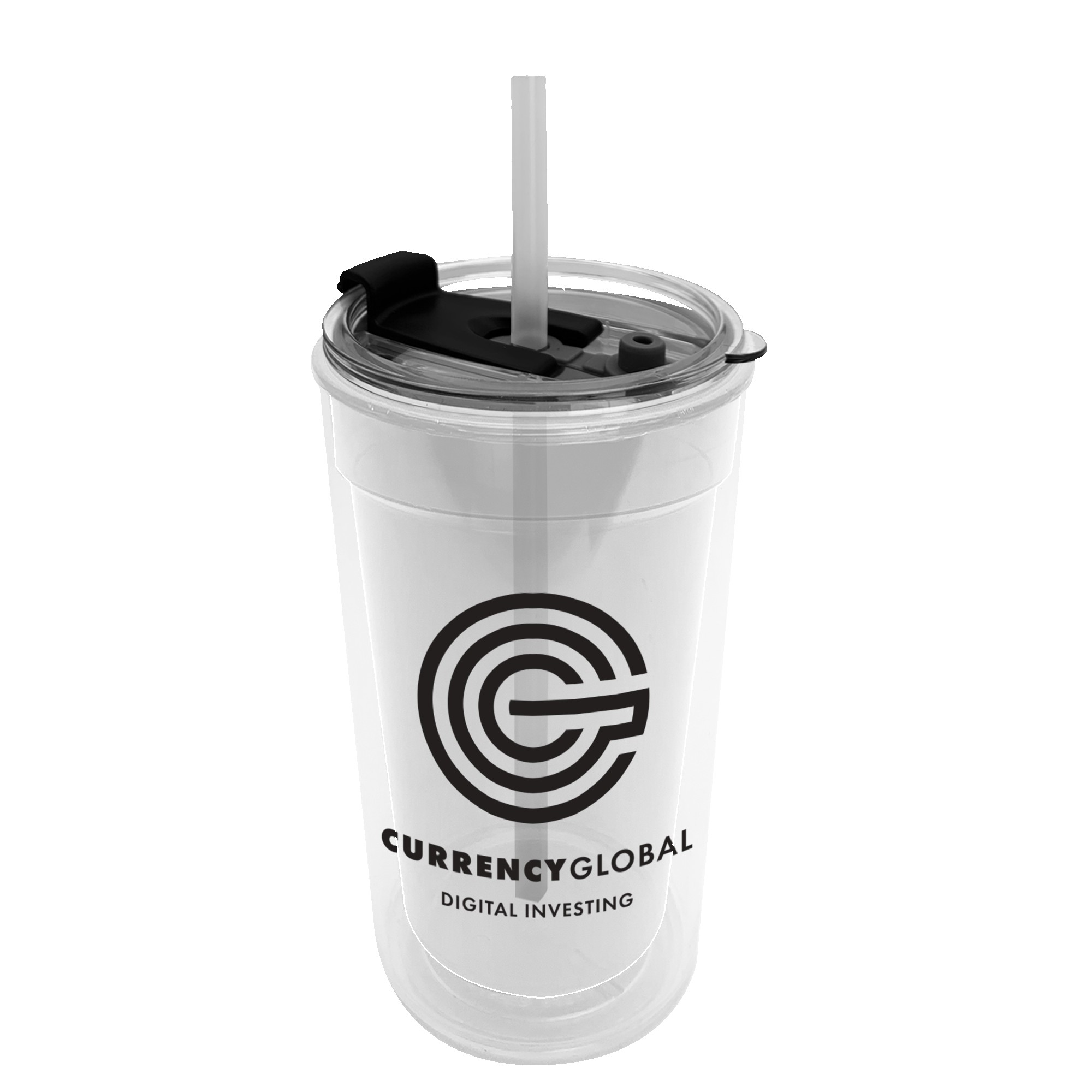 Sentinel - 14 oz. Transparent Tumbler With 2-in-1 Flip and Straw hole lid (Straw included) 1