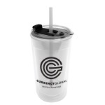 Sentinel - 14 oz. Transparent Tumbler With 2-in-1 Flip and Straw hole lid (Straw included) - Clear Sentinel - 14 oz. Transparent Tumbler With 2-in-1 Flip and Straw hole lid (Straw included) - Clear