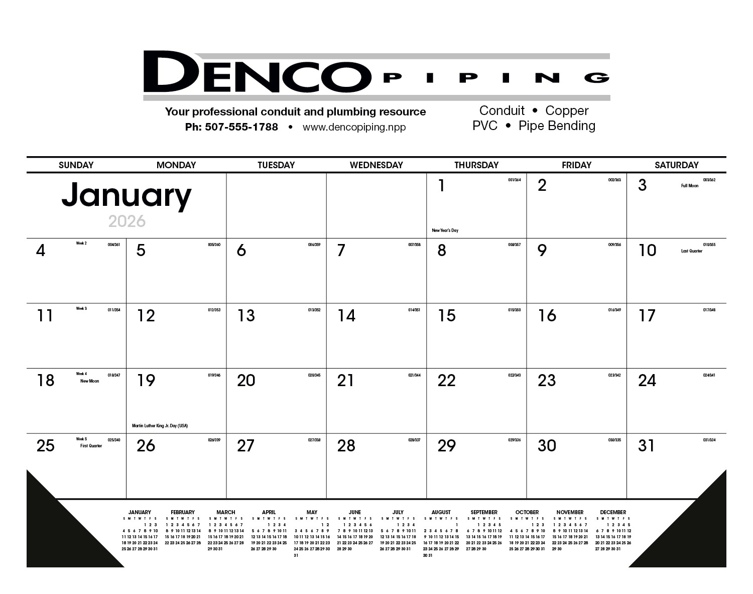 Triumph® Calendars Black & White Desk Pad with Vinyl Corners 2