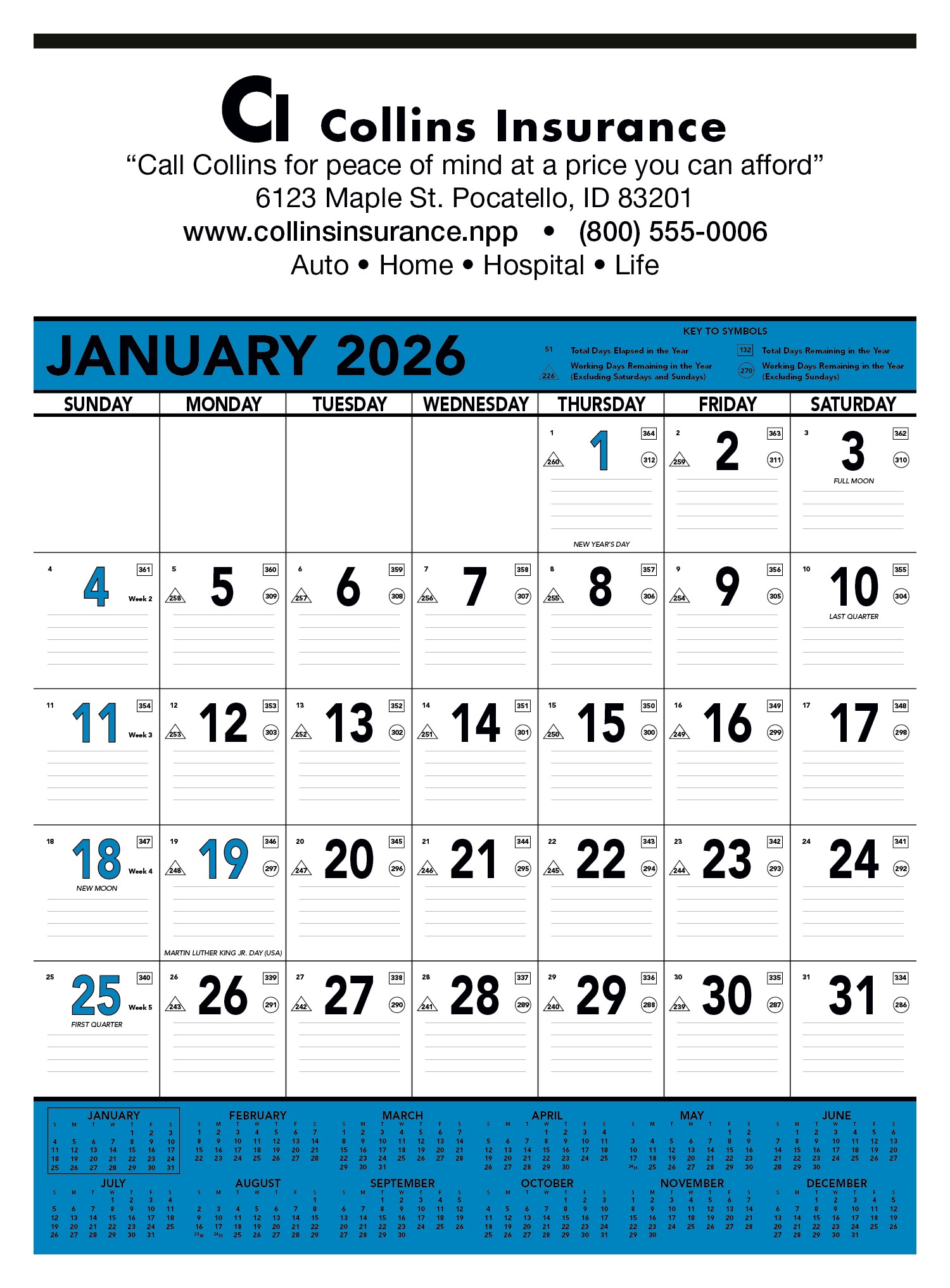 Triumph® Calendars Blue & Black Contractor Memo Calendar 2