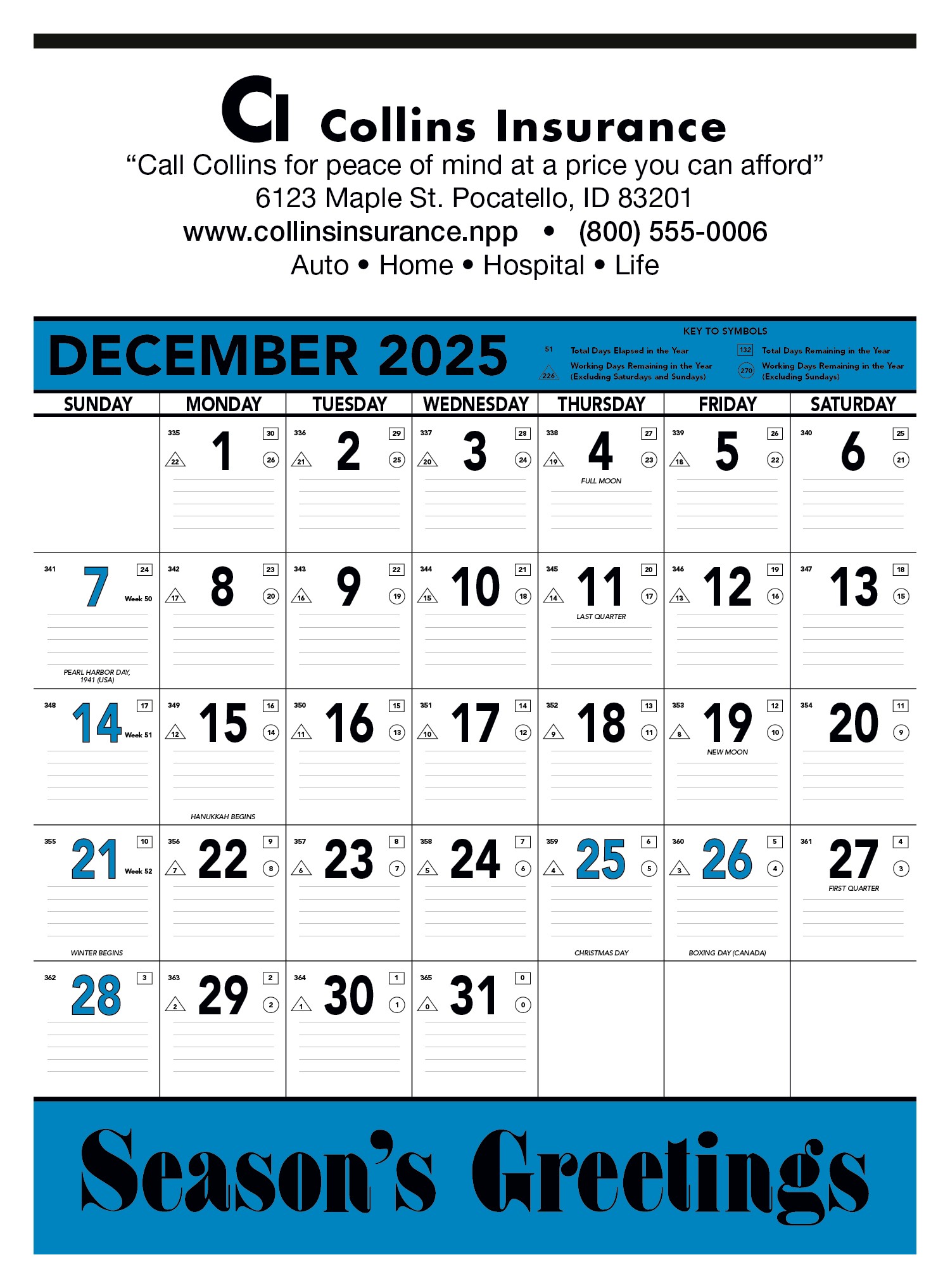 Triumph® Calendars Blue & Black Contractor Memo Calendar 2