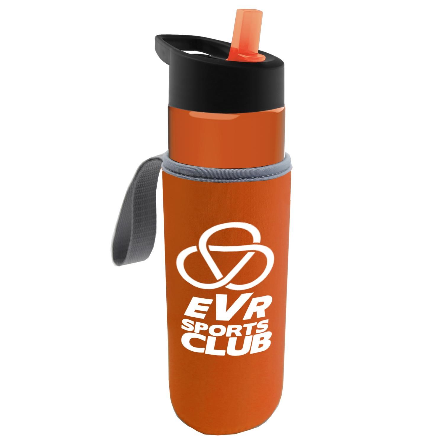 24 Oz. Transparent Bottle & Caddy - Flip Straw Lid 1