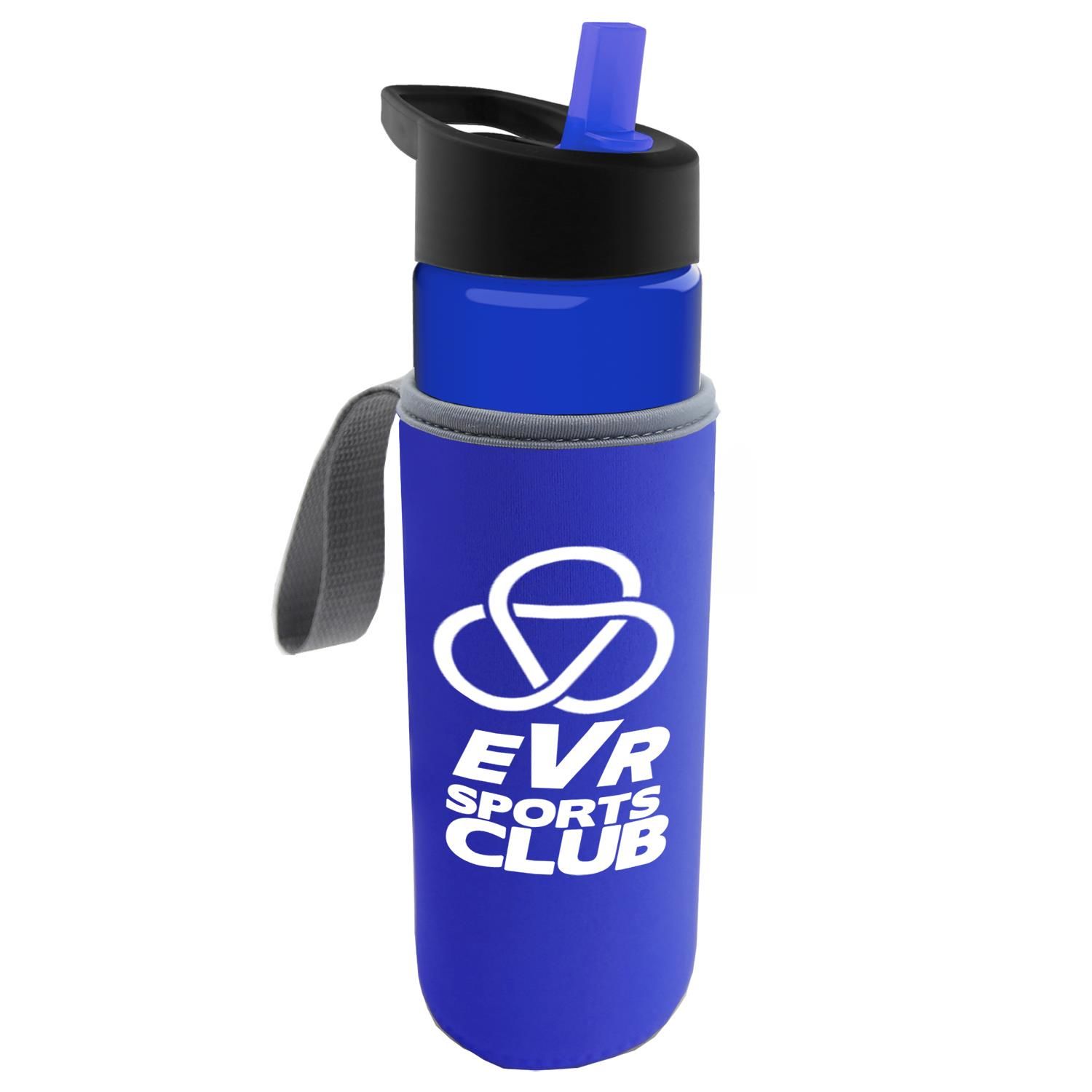 24 Oz. Transparent Bottle & Caddy - Flip Straw Lid 1