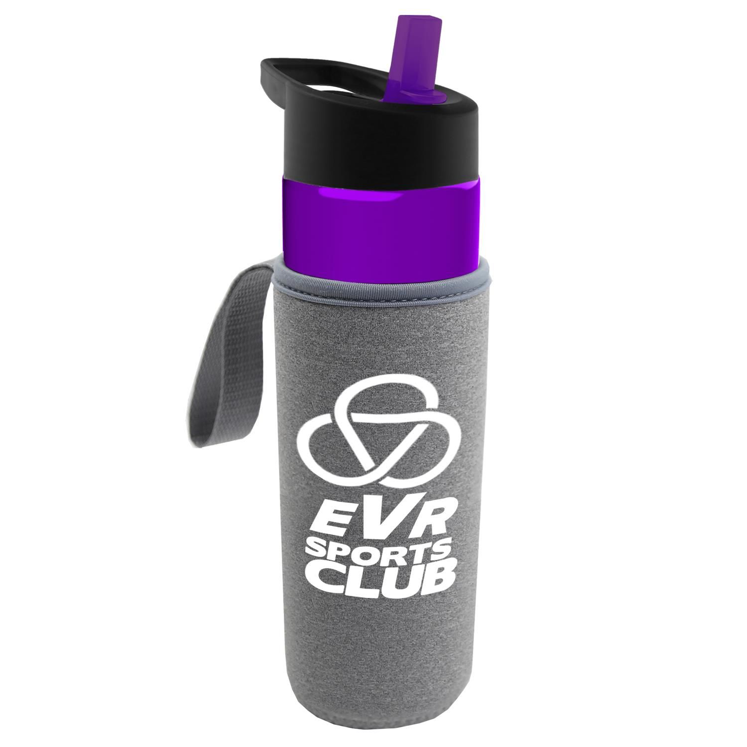 24 Oz. Transparent Bottle & Caddy - Flip Straw Lid 1