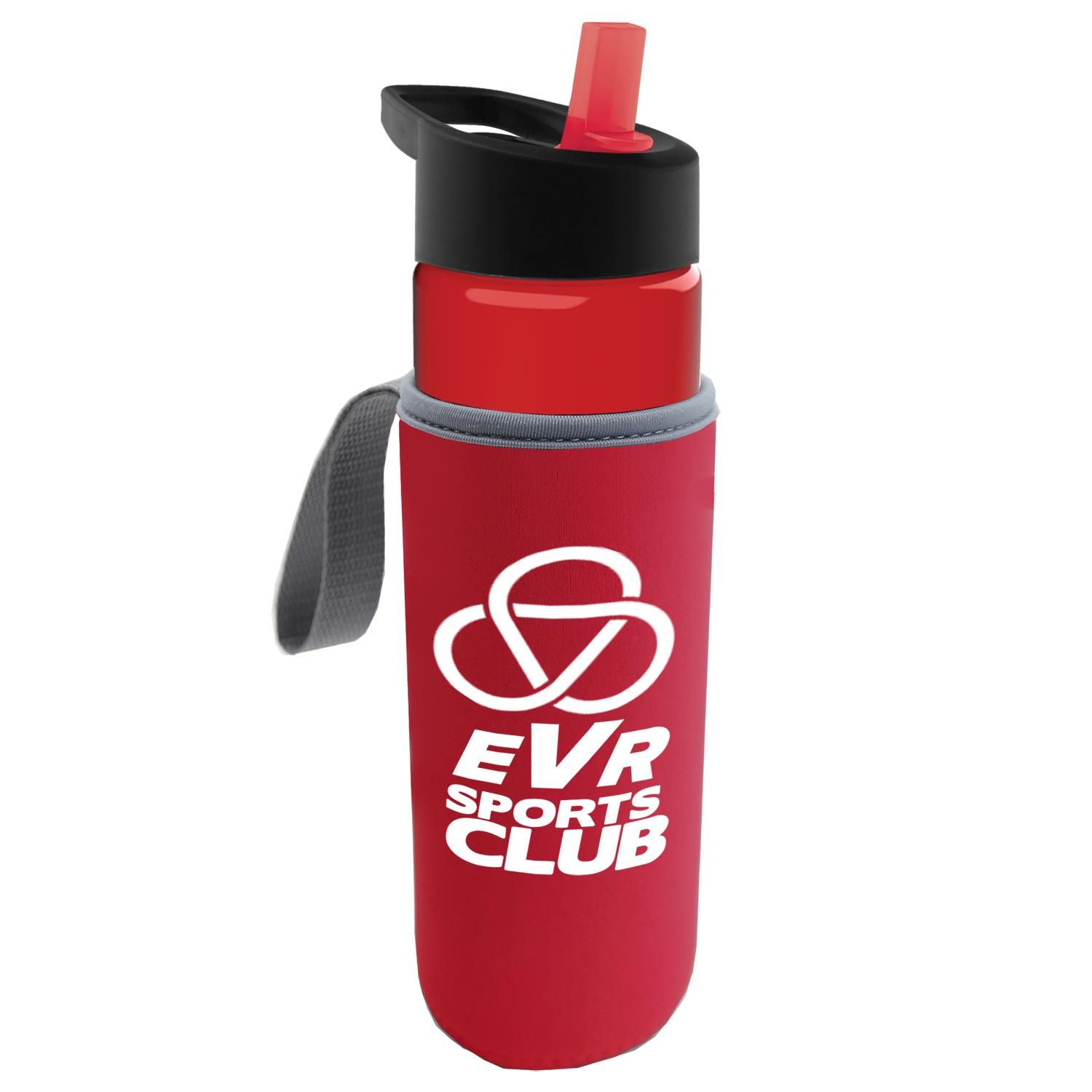 24 Oz. Transparent Bottle & Caddy - Flip Straw Lid 1
