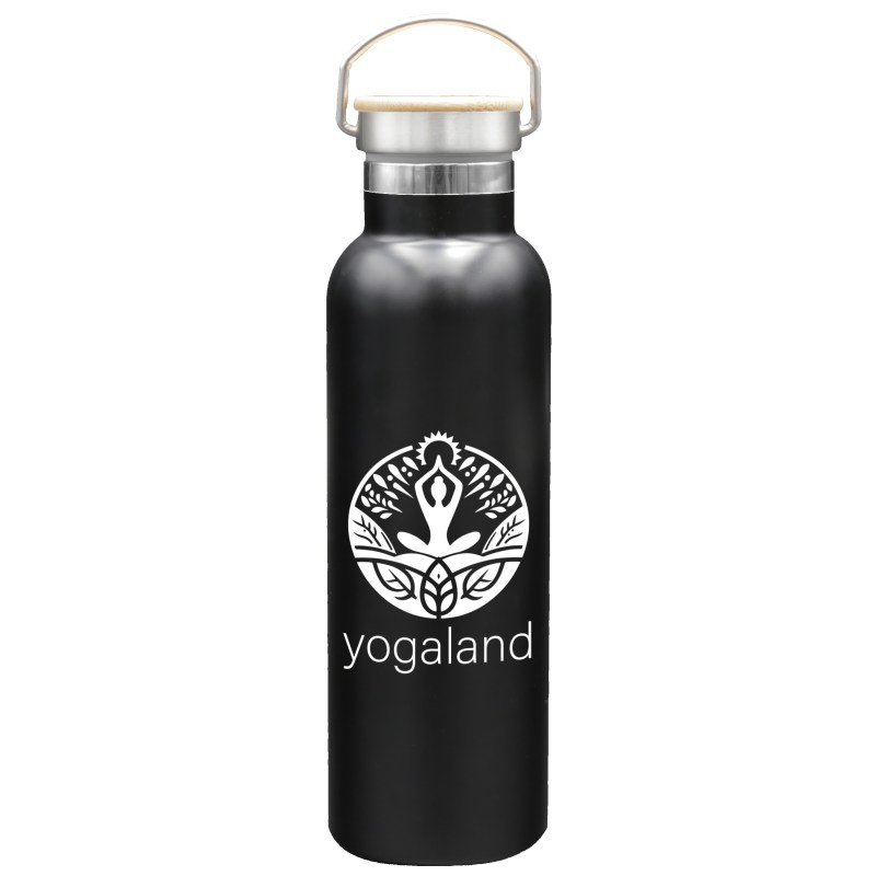 Garyline® Serene Stainless Steel Bottle with Bamboo Lid - 20 oz. 2 Garyline® Serene Stainless Steel Bottle with Bamboo Lid - 20 oz. 2