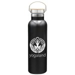 Garyline® Serene Stainless Steel Bottle with Bamboo Lid - 20 oz. 2 Garyline® Serene Stainless Steel Bottle with Bamboo Lid - 20 oz. 2
