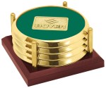 JAFFA® Four Coasters with Solid Cherry Tray - 25088 green image JAFFA® Four Coasters with Solid Cherry Tray - 25088 green image