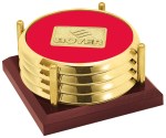 JAFFA® Four Coasters with Solid Cherry Tray - 25088 red image JAFFA® Four Coasters with Solid Cherry Tray - 25088 red image