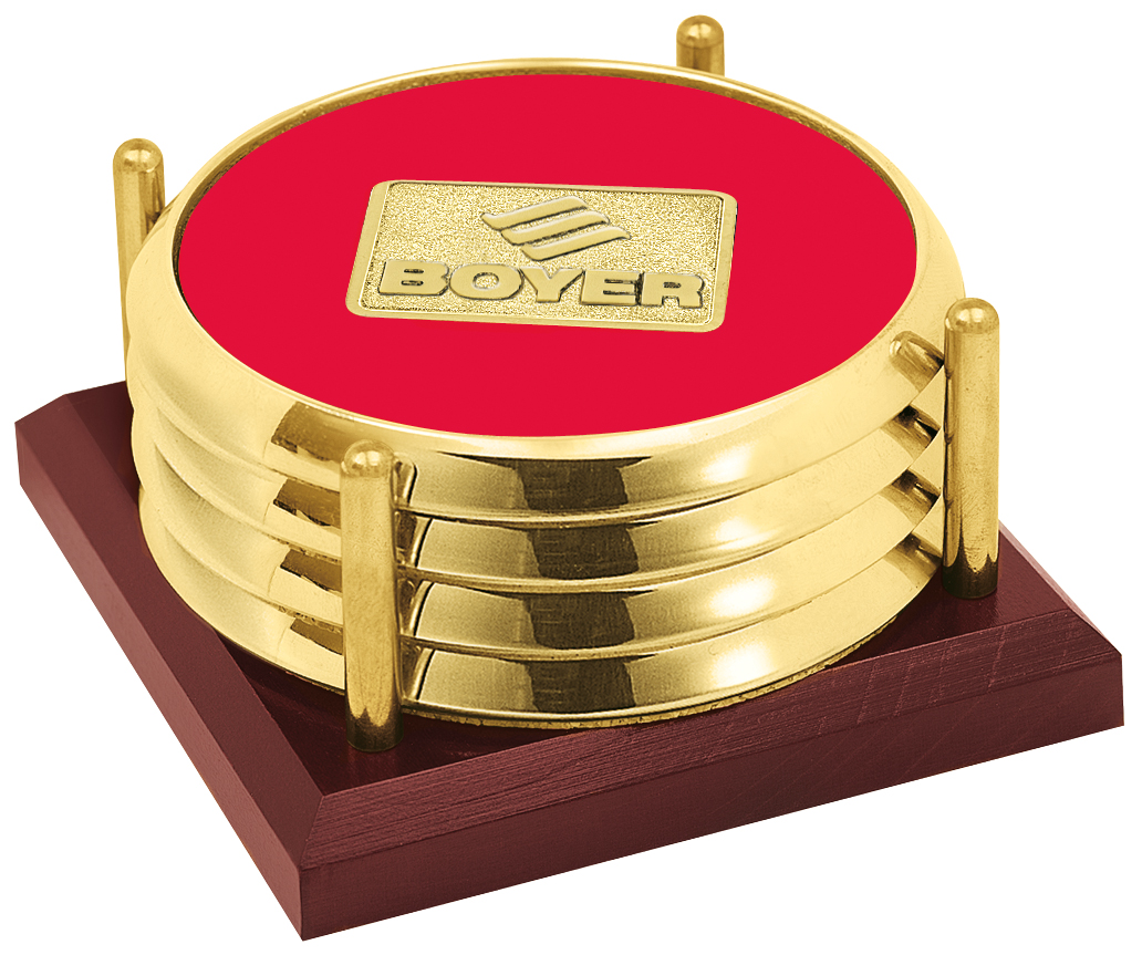 JAFFA® Four Coasters with Solid Cherry Tray 2