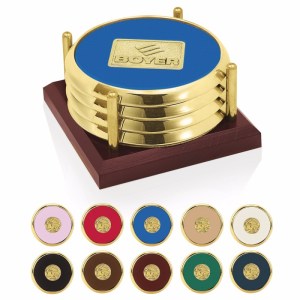 Four Coasters with Solid Cherry Tray 1 Four Coasters with Solid Cherry Tray 1