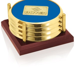 JAFFA® Four Coasters with Solid Cherry Tray 2 JAFFA® Four Coasters with Solid Cherry Tray 2