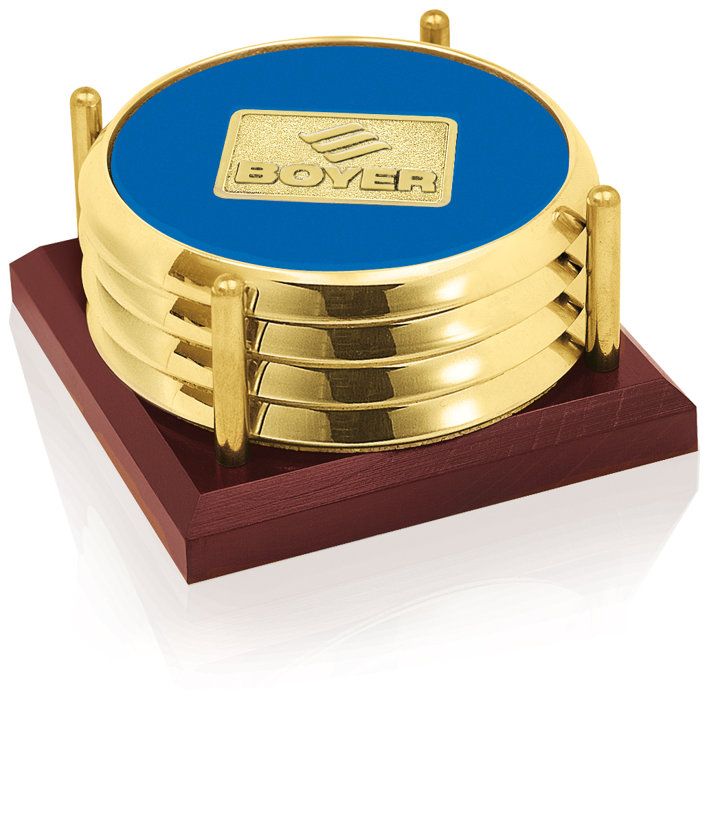 JAFFA® Four Coasters with Solid Cherry Tray 2