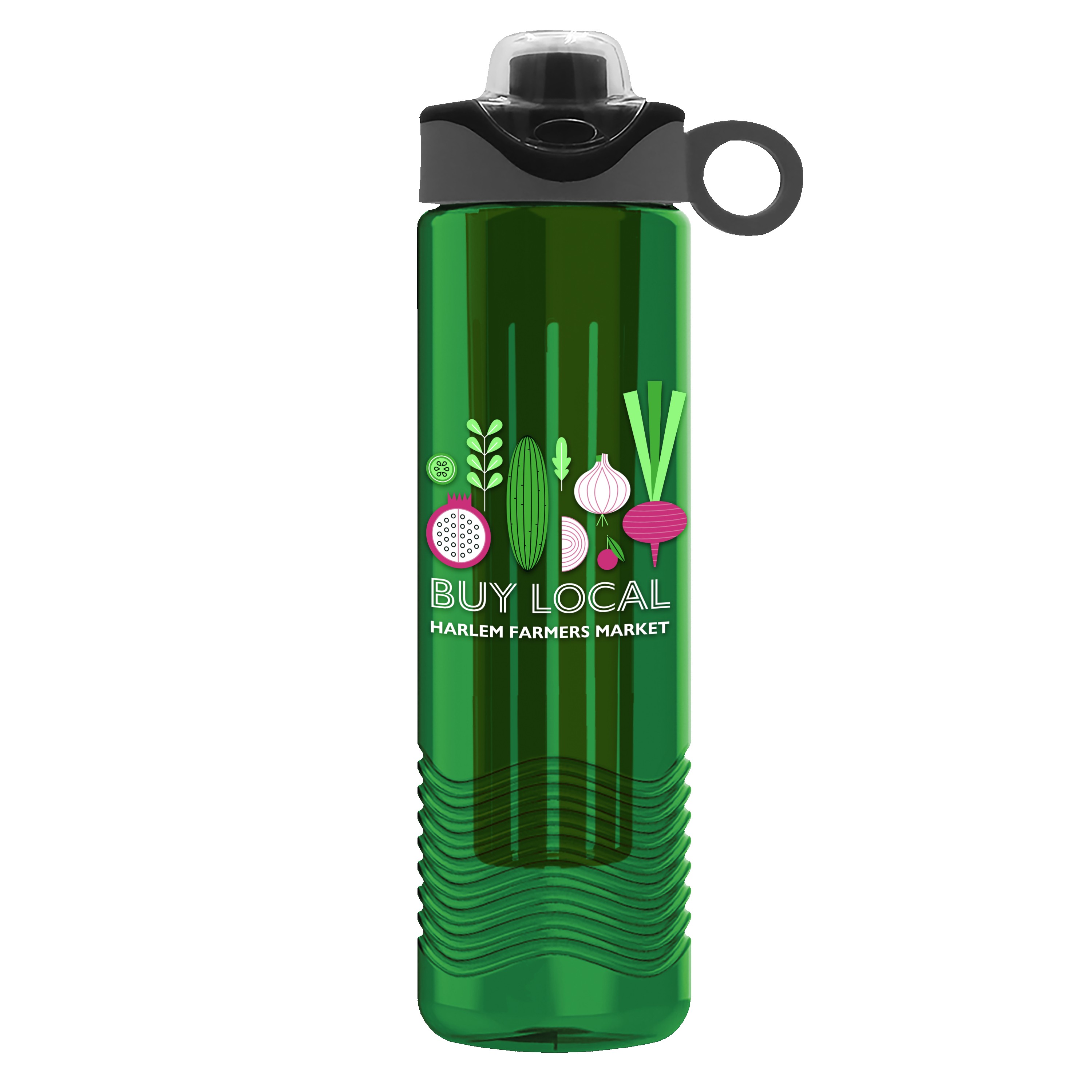 Garyline® Wave Tritan® Bottle with Two-Tone Drink-Thru Lid with Silicone Loop and Infuser - 24 oz. 2