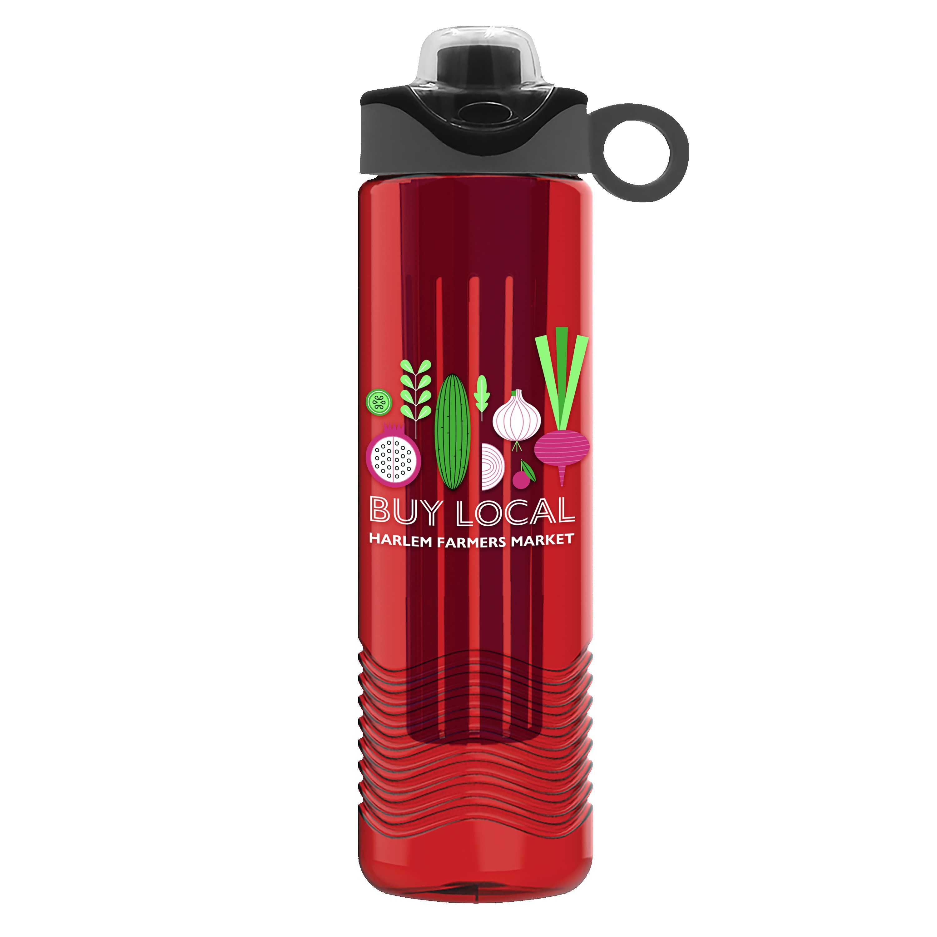 Garyline® Wave Tritan® Bottle with Two-Tone Drink-Thru Lid with Silicone Loop and Infuser - 24 oz. 2