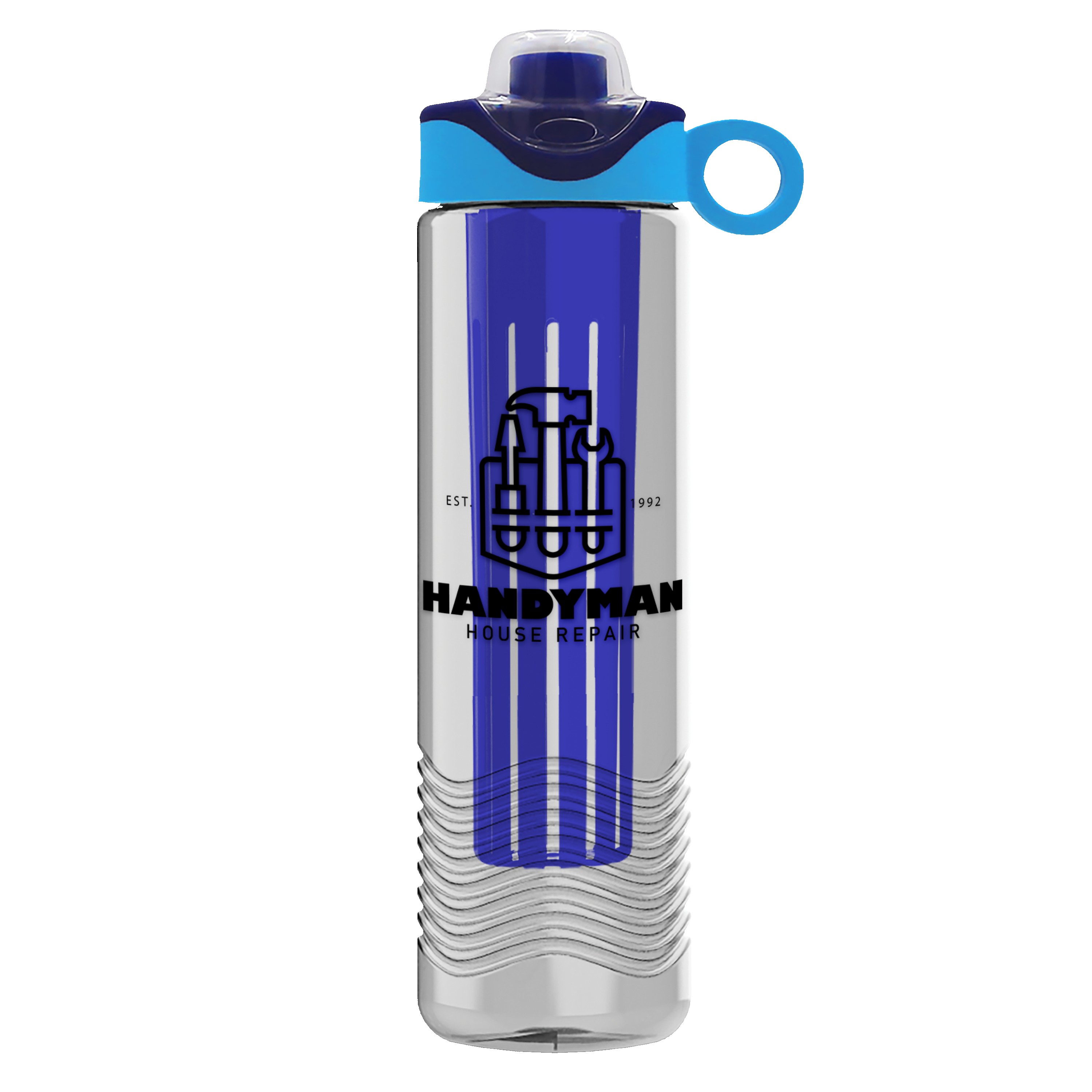Garyline® Wave Tritan® Bottle with Two-Tone Drink-Thru Lid with Silicone Loop and Infuser - 24 oz. 2