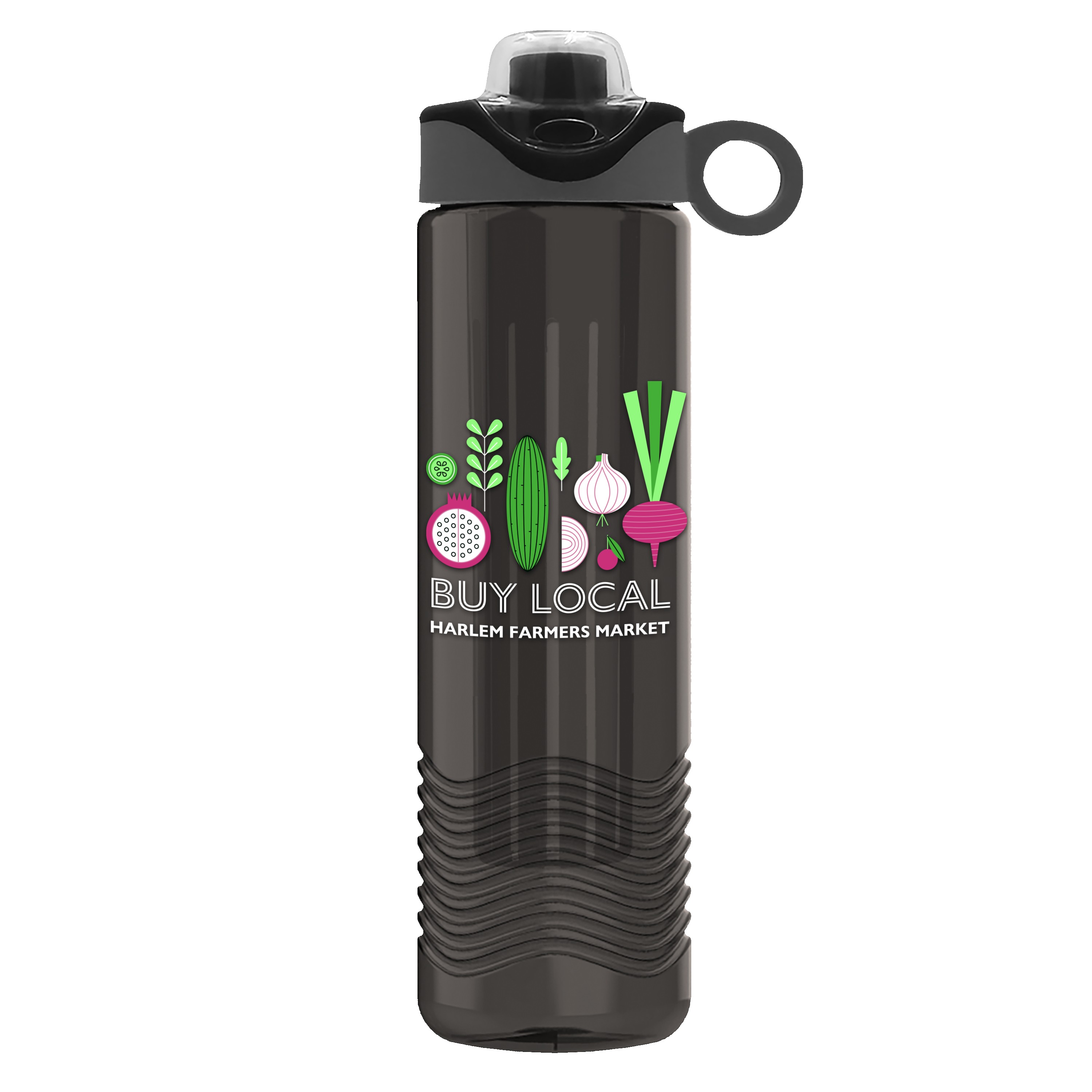 Garyline® Wave Tritan® Bottle with Two-Tone Drink-Thru Lid with Silicone Loop and Infuser - 24 oz. 2