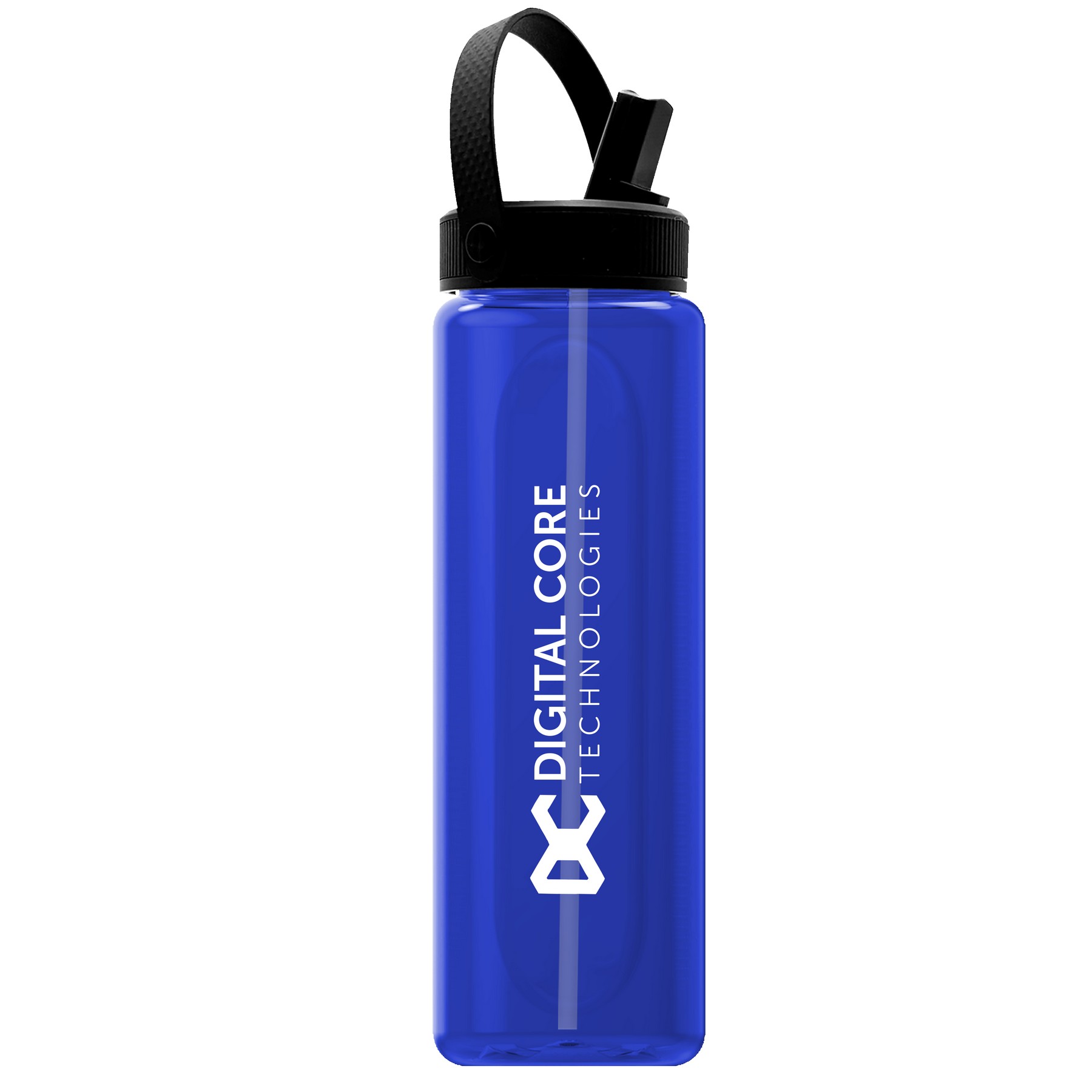 Garyline® Boss Embossed RPET Bottle with Flip-Straw, Swivel Handle Lid - 26 oz. 2