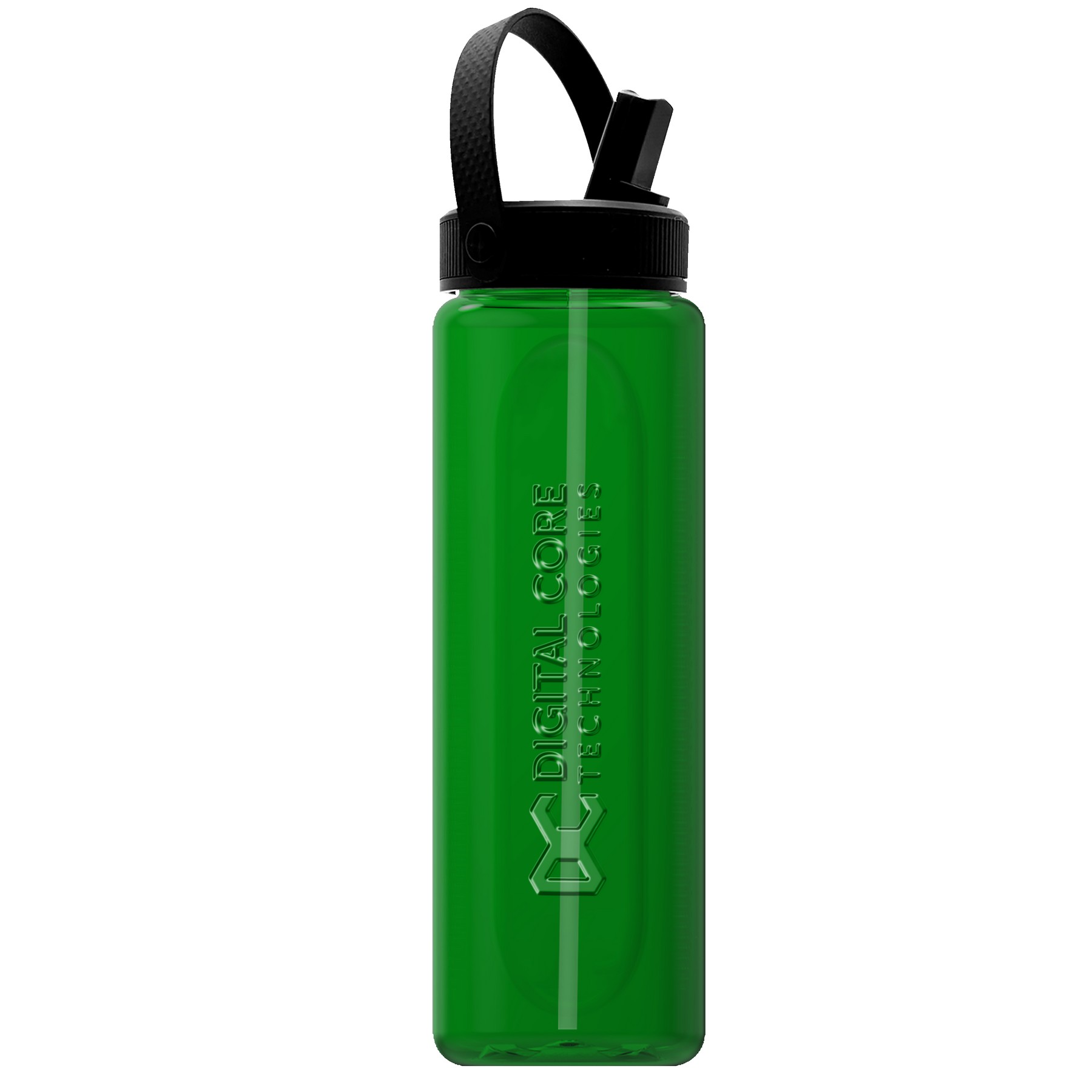 Garyline® Boss Embossed RPET Bottle with Flip-Straw, Swivel Handle Lid - 26 oz. 2