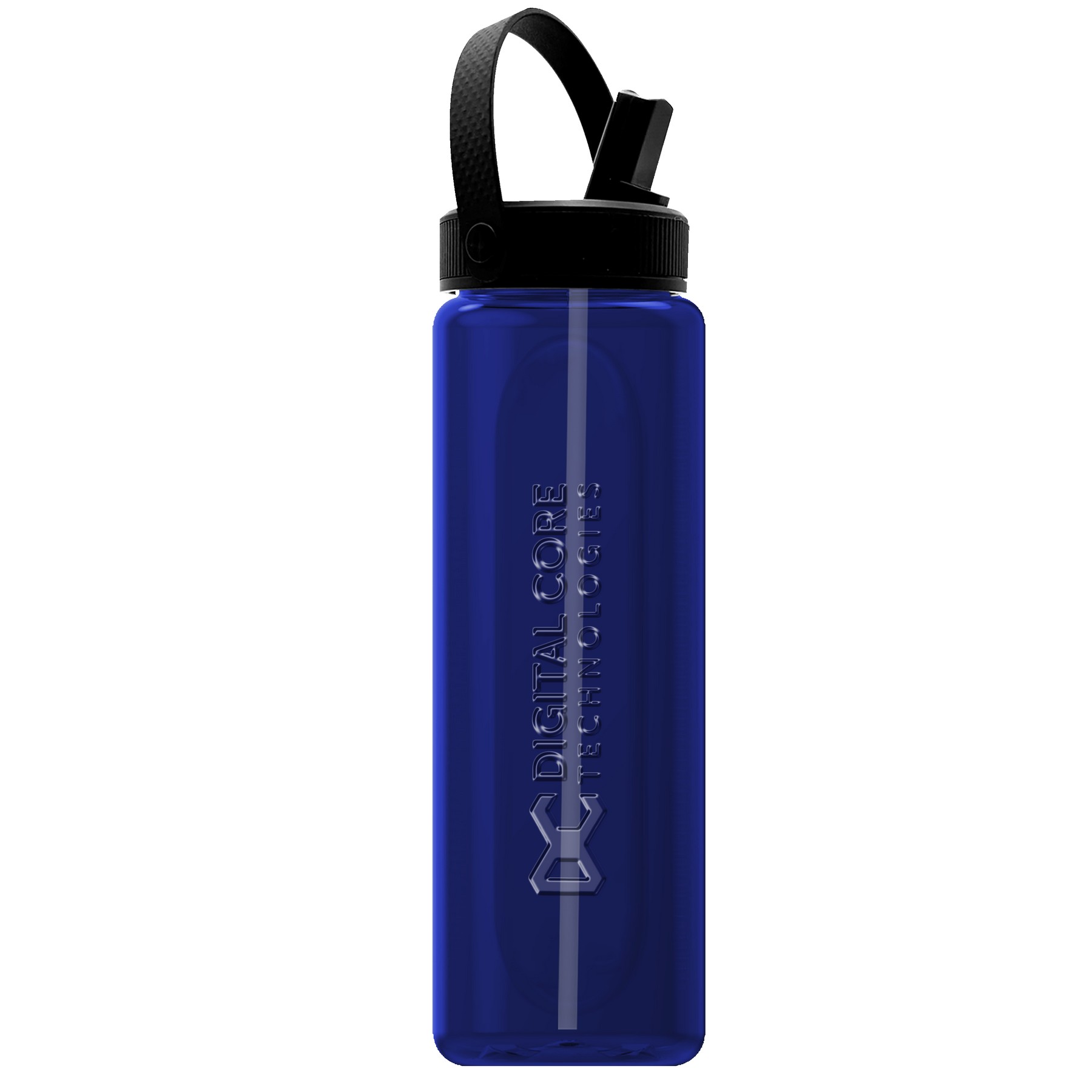 Garyline® Boss Embossed RPET Bottle with Flip-Straw, Swivel Handle Lid - 26 oz. 2