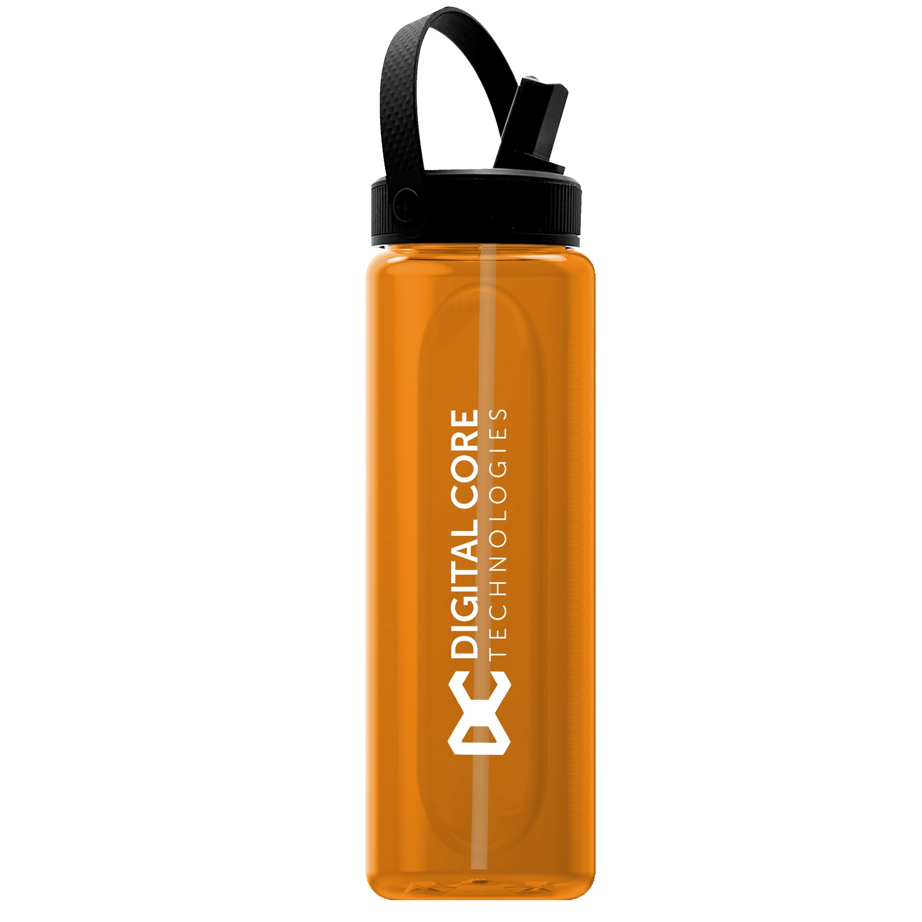 Garyline® Boss Embossed RPET Bottle with Flip-Straw, Swivel Handle Lid - 26 oz. 2