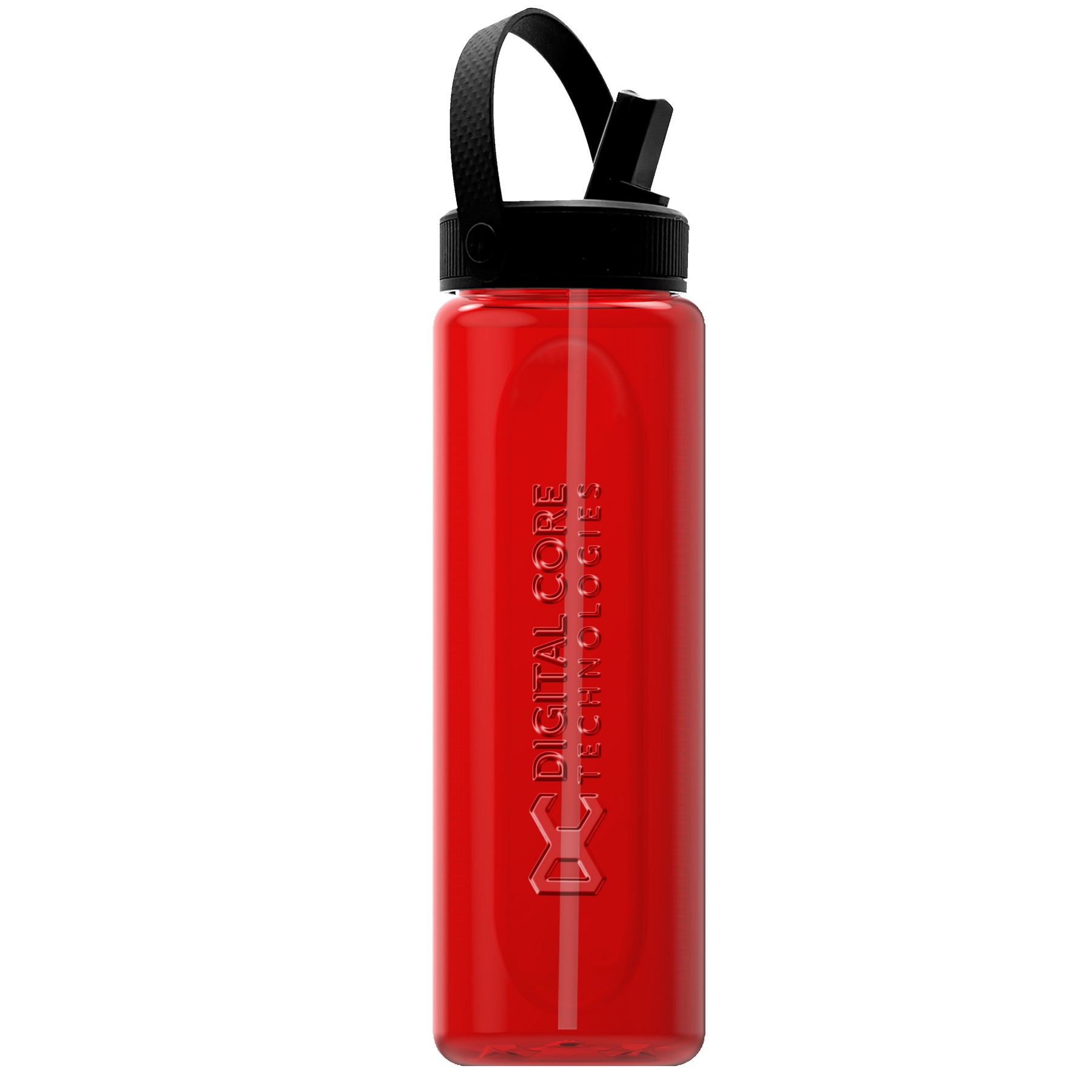 Garyline® Boss Embossed RPET Bottle with Flip-Straw, Swivel Handle Lid - 26 oz. 2